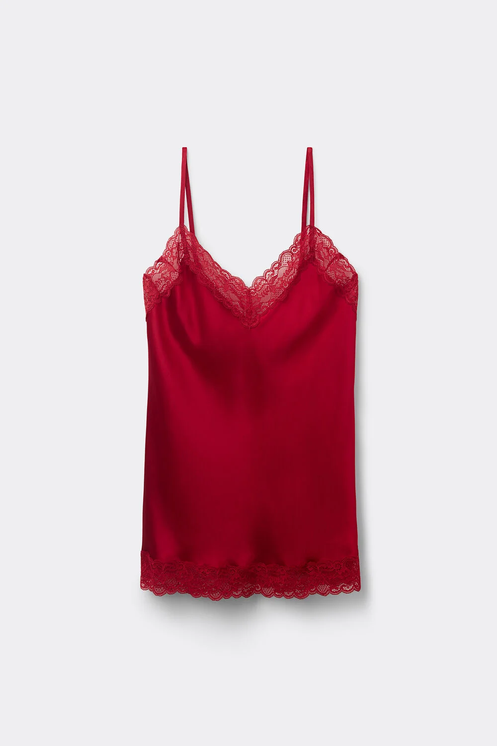 Lace Trim Silk Camisole Top