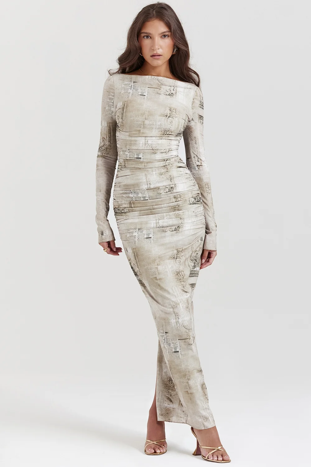 Pale Sage Print Maxi Dress