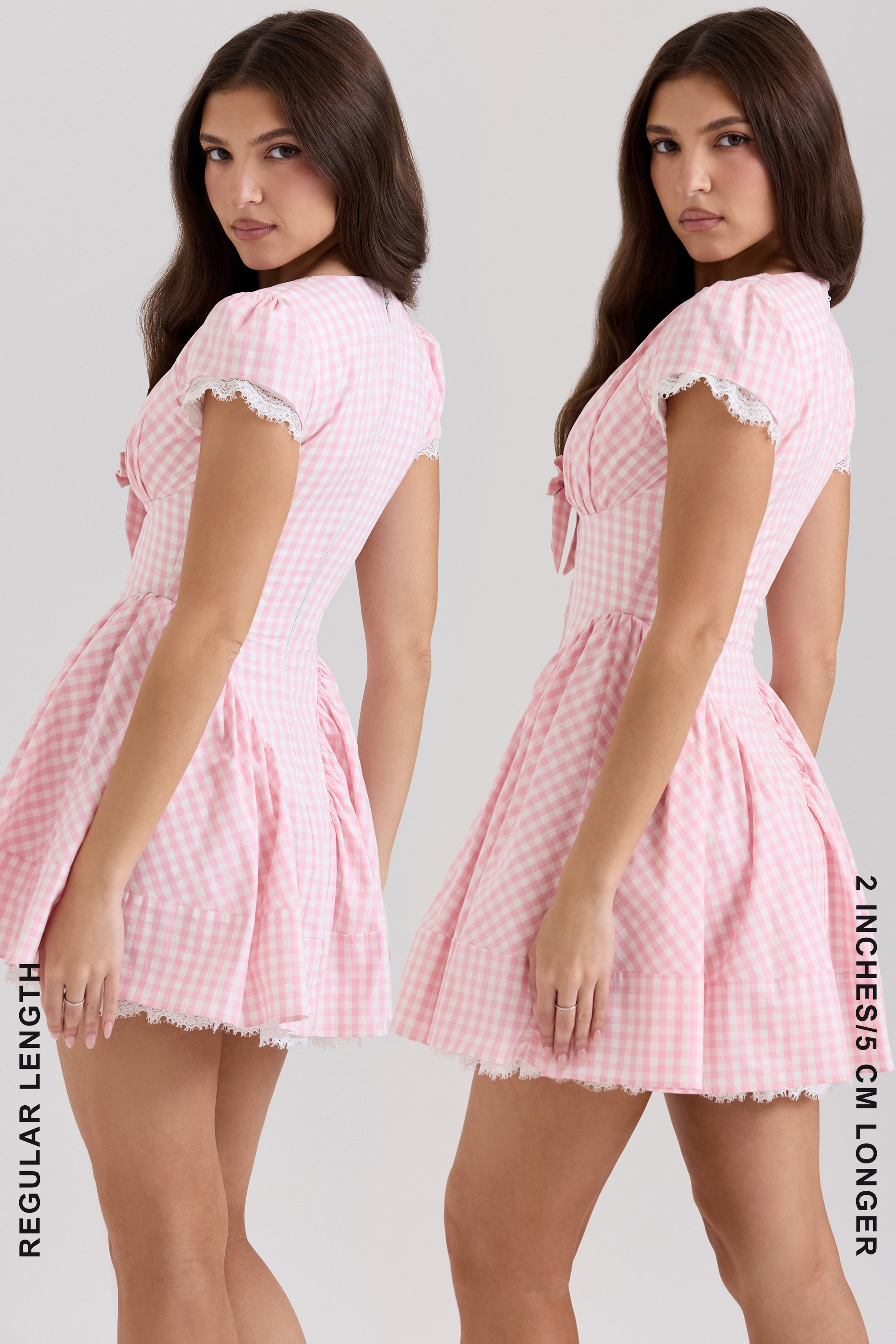 Pink Gingham Cotton Mini Dress