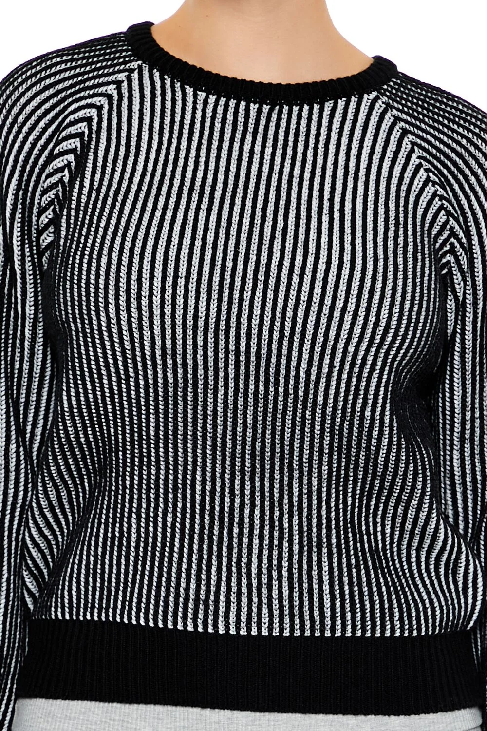 Striped Ribbed Knit Sweater