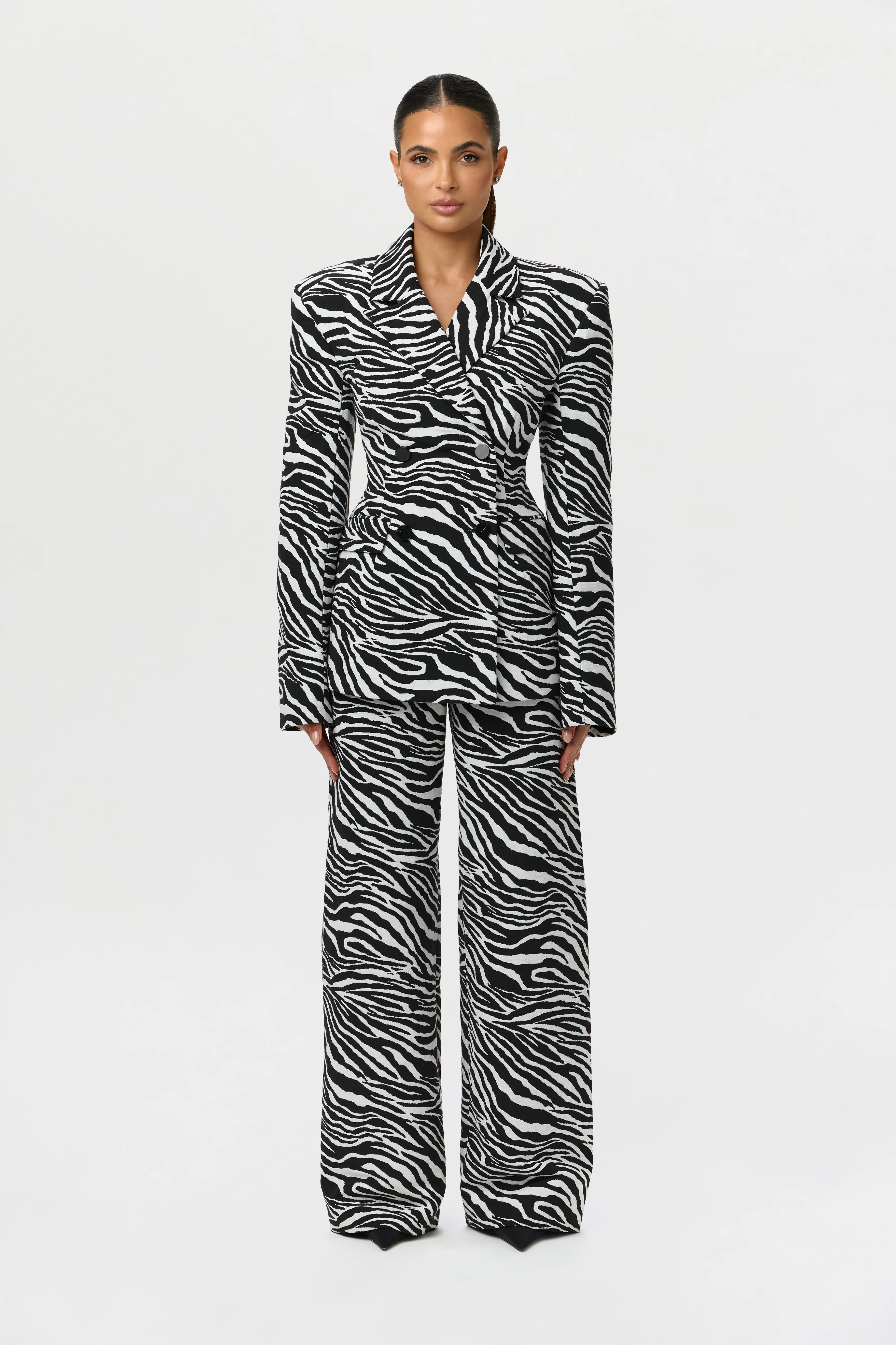 Suiting Zebra Jacquard Wide-Leg Pant
