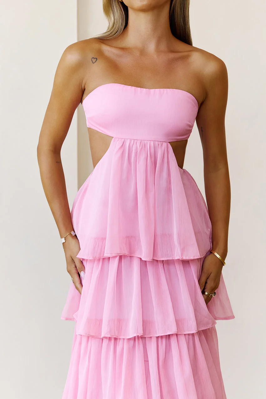 Luxe Mode Strapless Maxi Dress Pink - luluinthesky