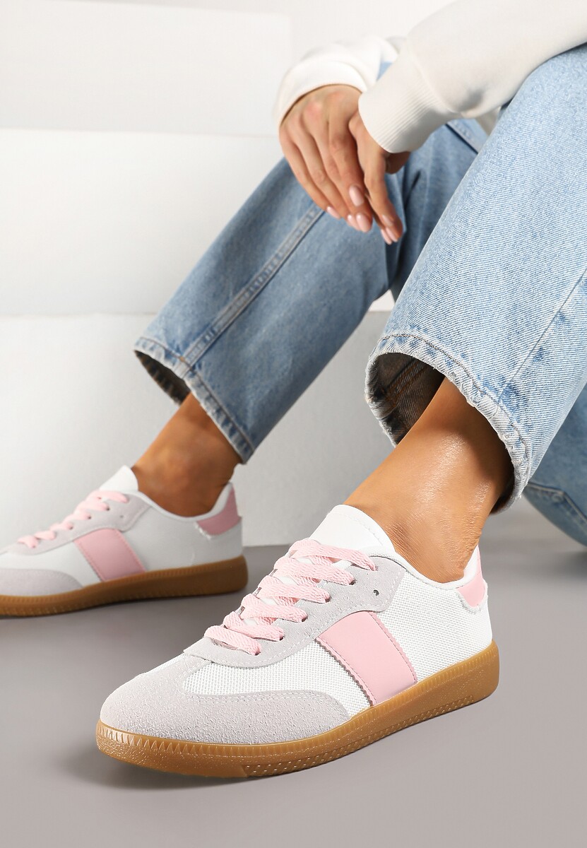Biało-Różowe Sneakersy Tenisówki w Kultowym Stylu Neolithaen