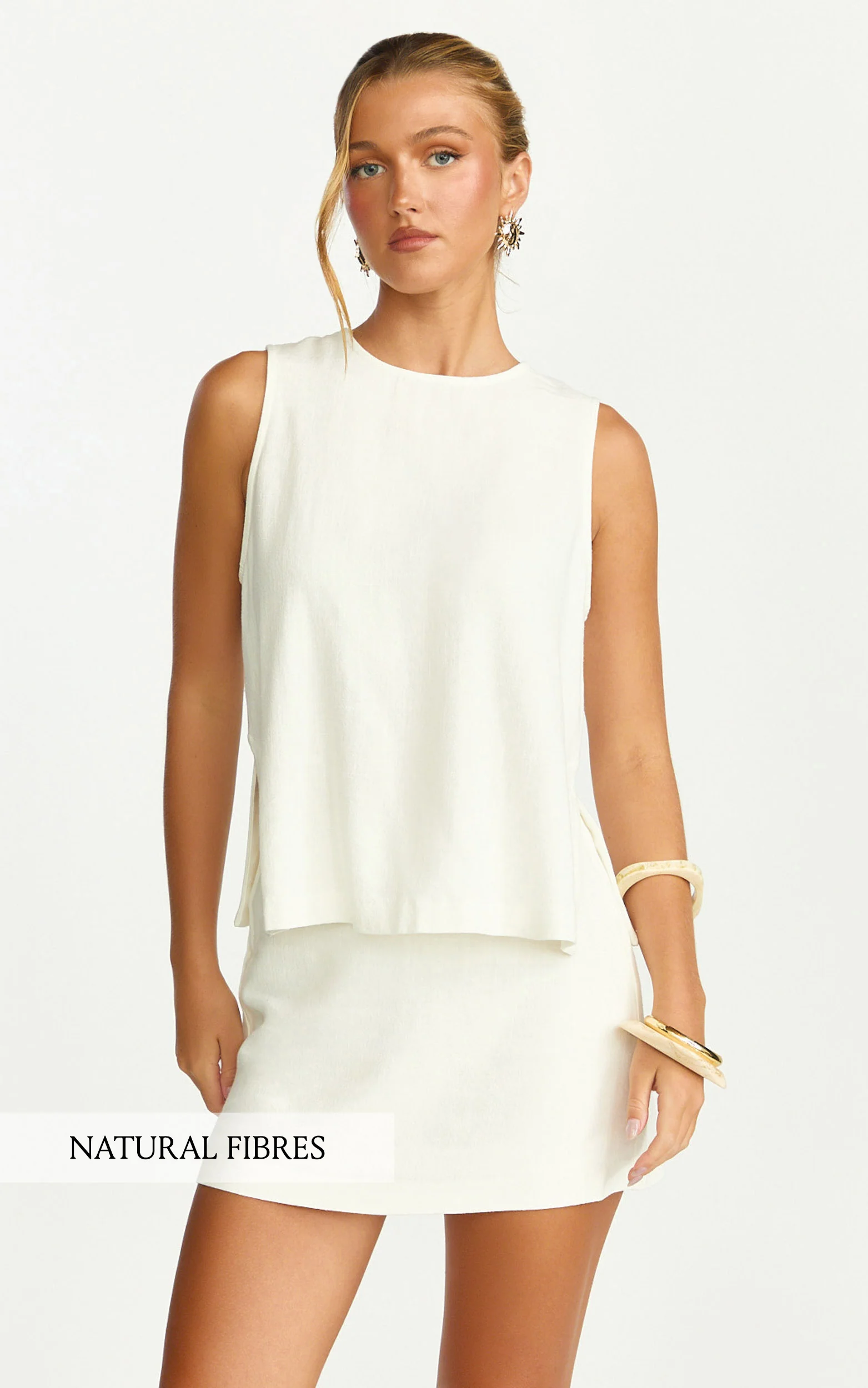 Eddie Top - Linen Blend Shell Top in White