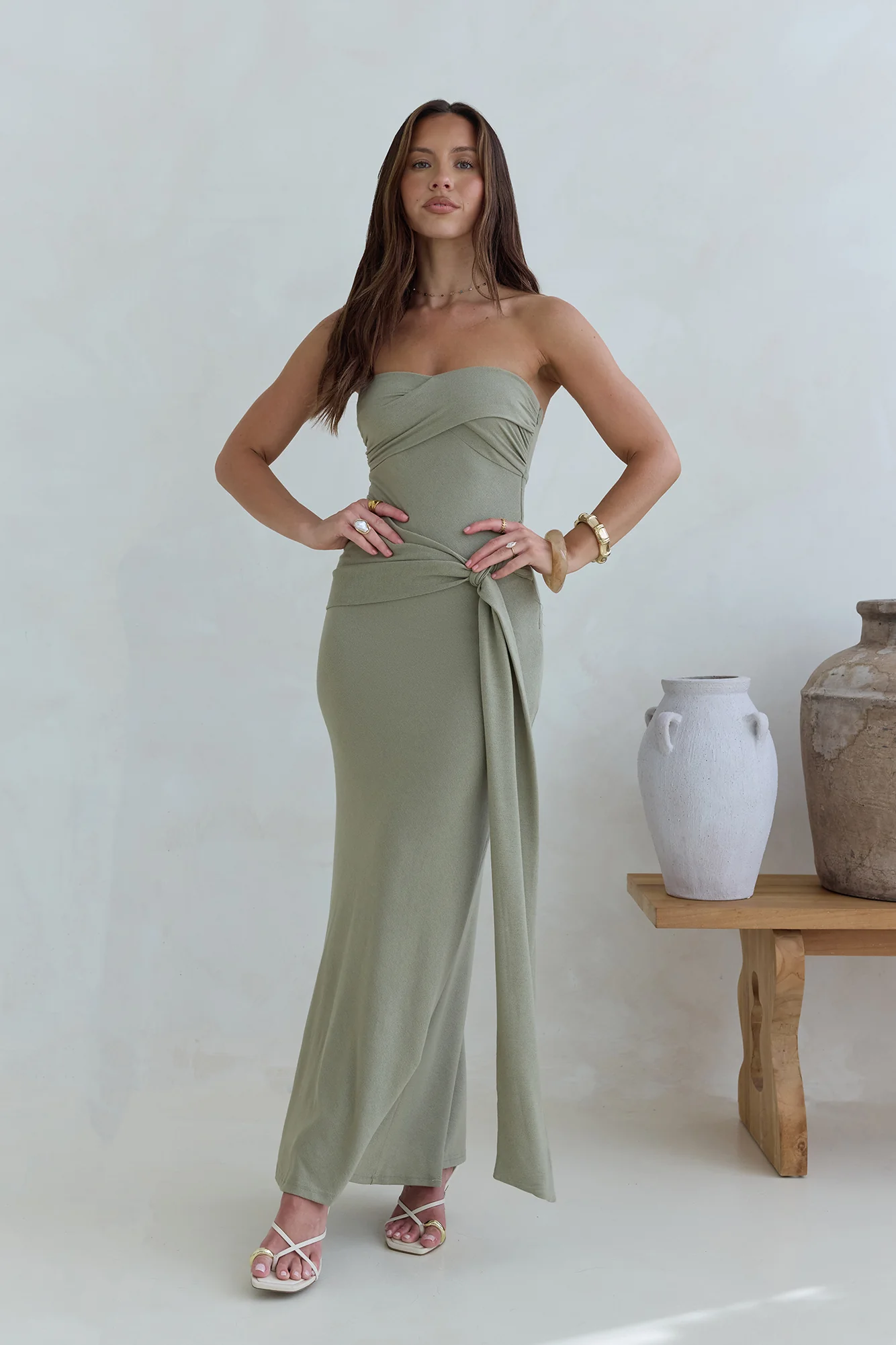 Follow You Strapless Maxi Dress Sage - luluinthesky