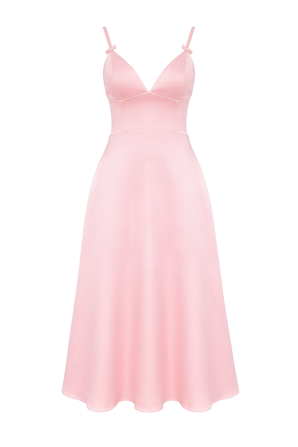 Parisian Pink Satin A-Line Midi Dress