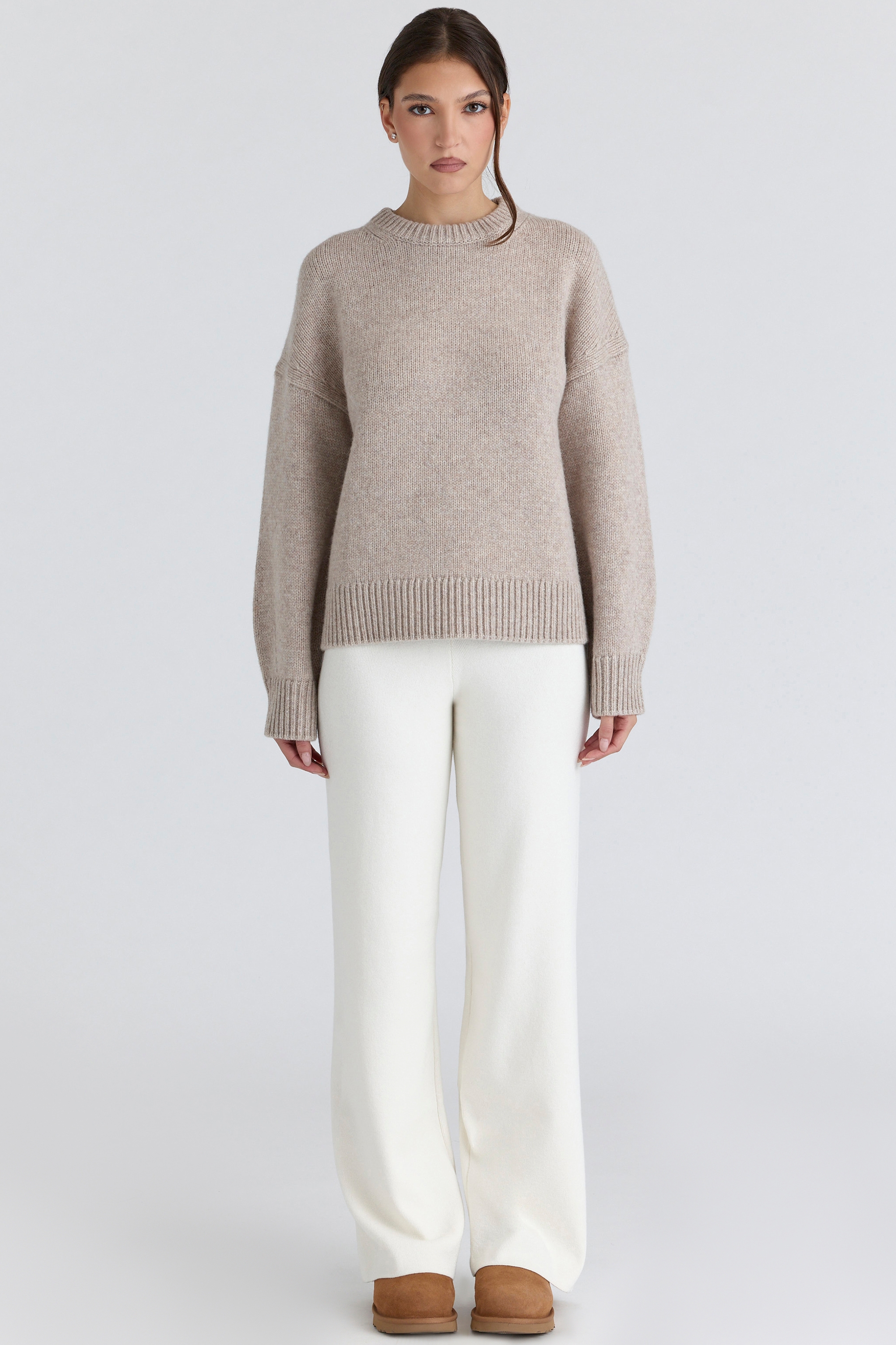 Oatmeal Wool Chunky Knit Sweater