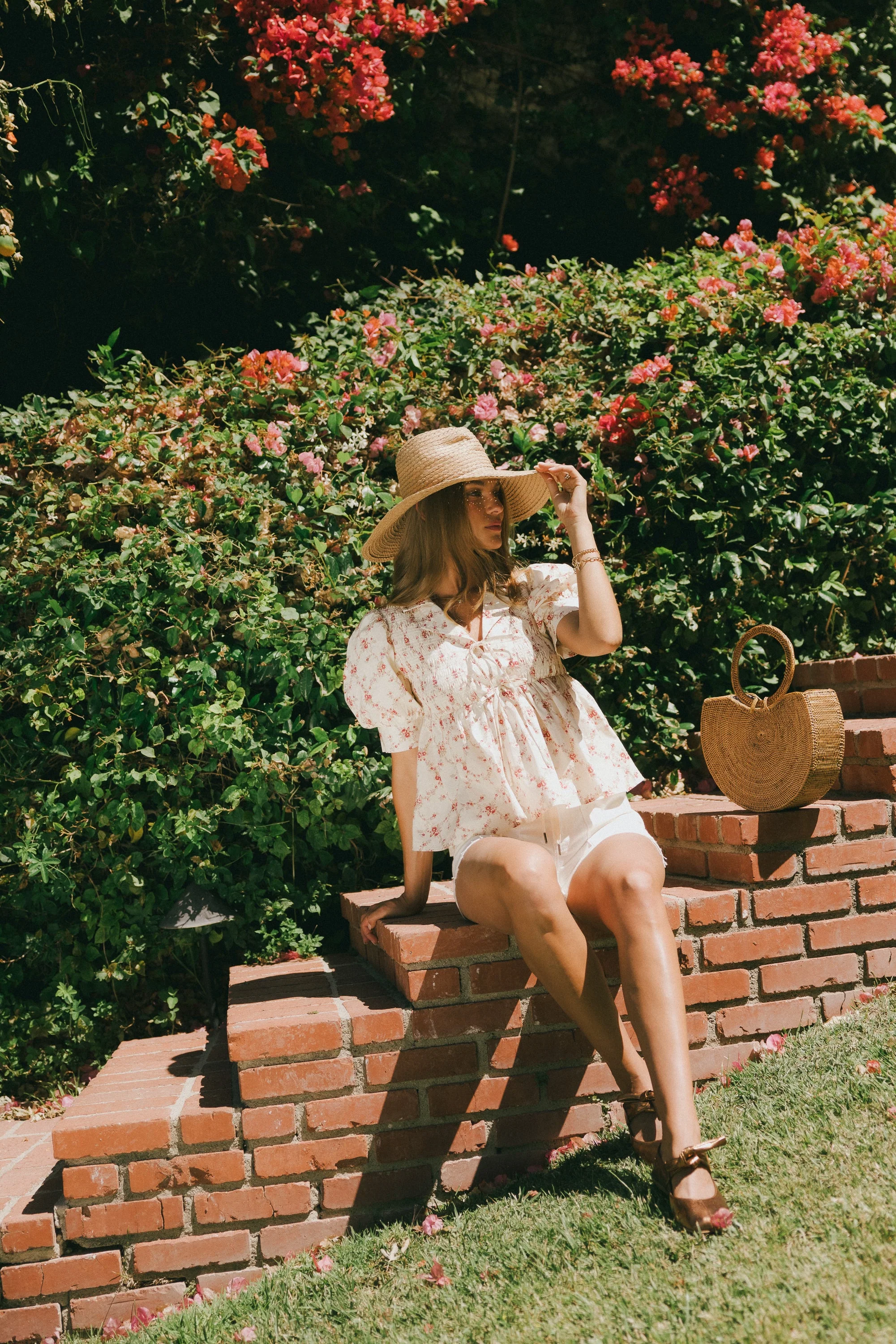 Denise Floral Blouse in Berry