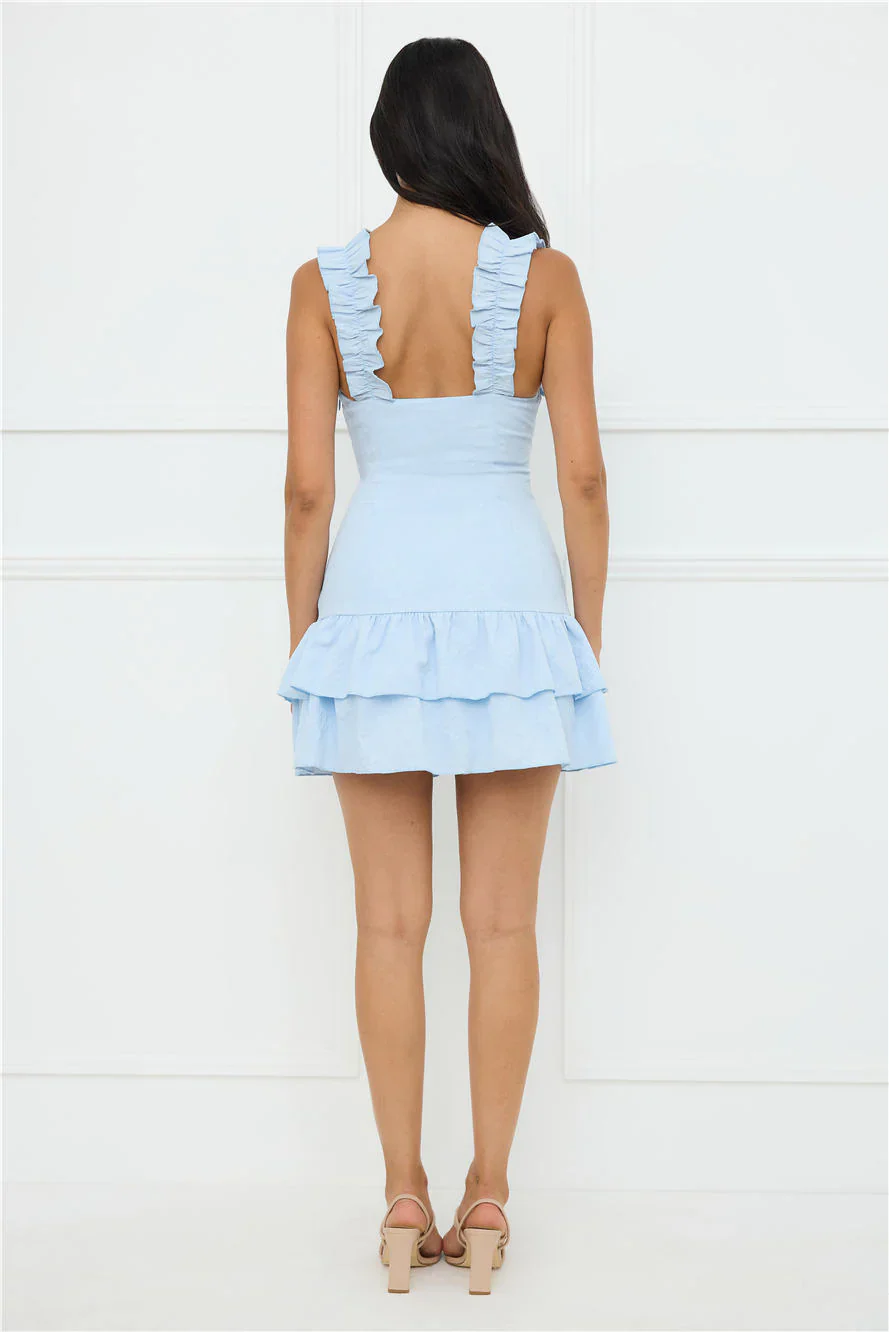 Your Wildflower Mini Dress Blue - luluinthesky