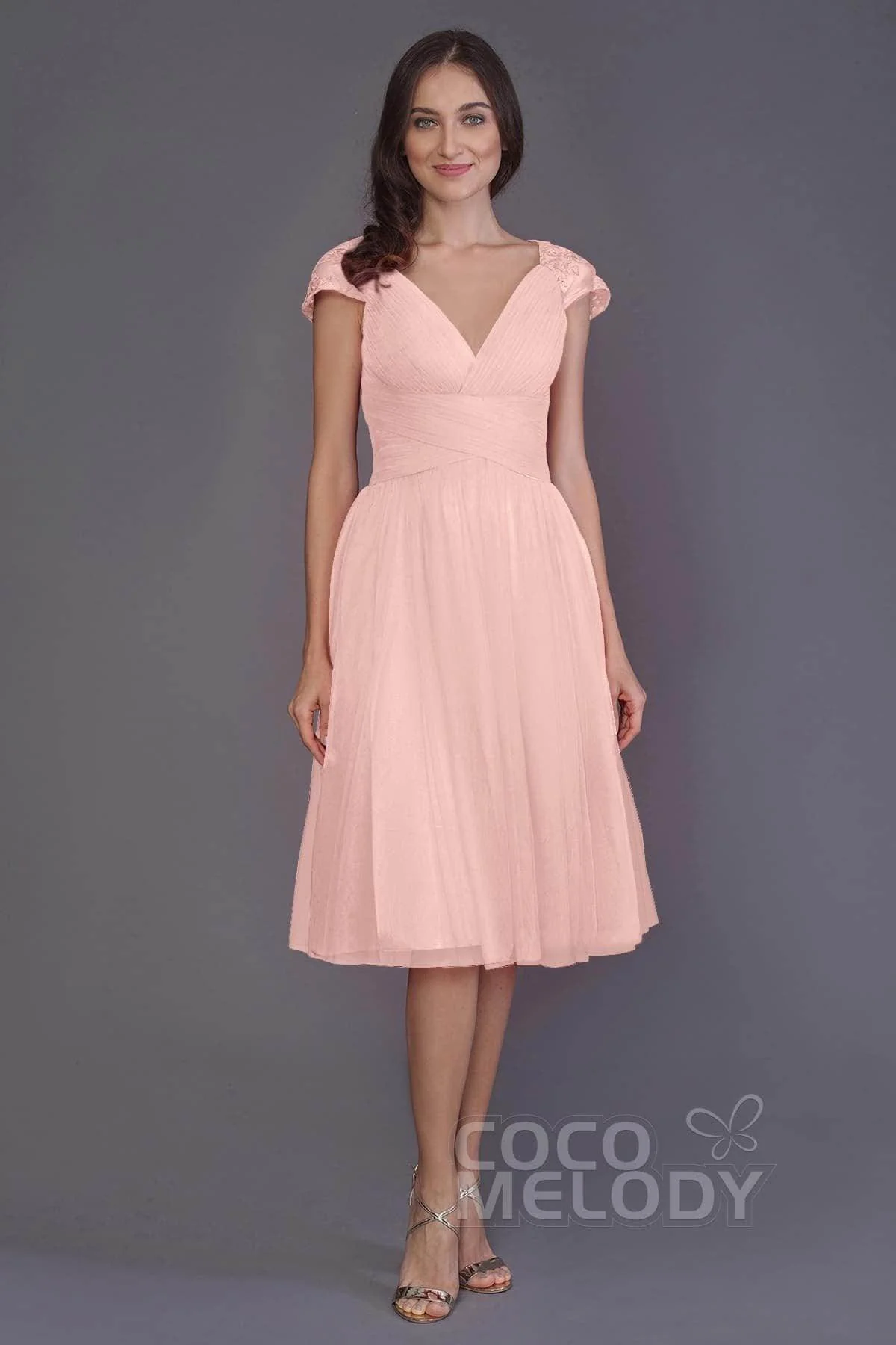 A-Line Knee Length Tulle Bridesmaid Dress PR3515