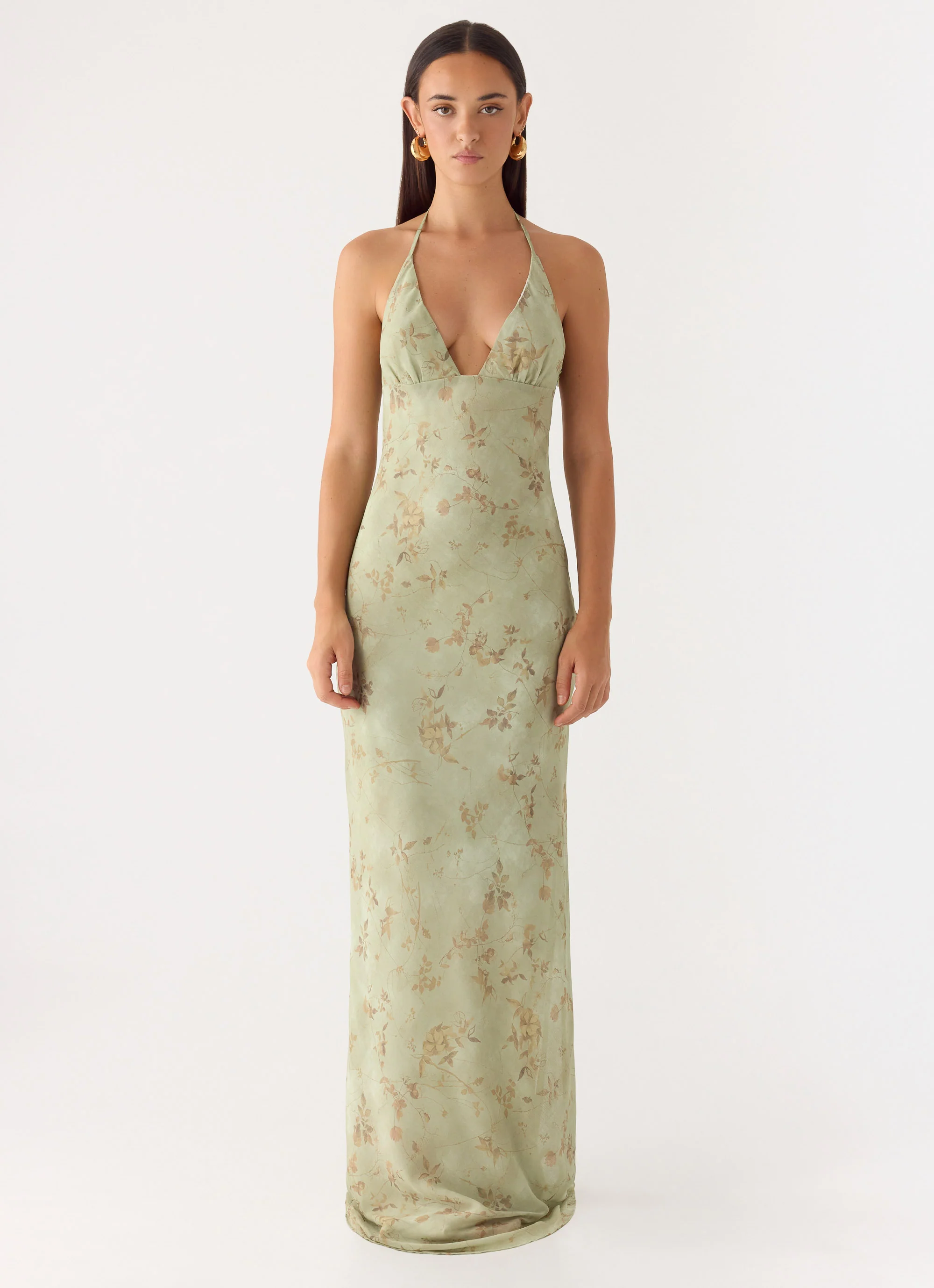 Ultra Quiet Halter Maxi Dress - Wispy Fern