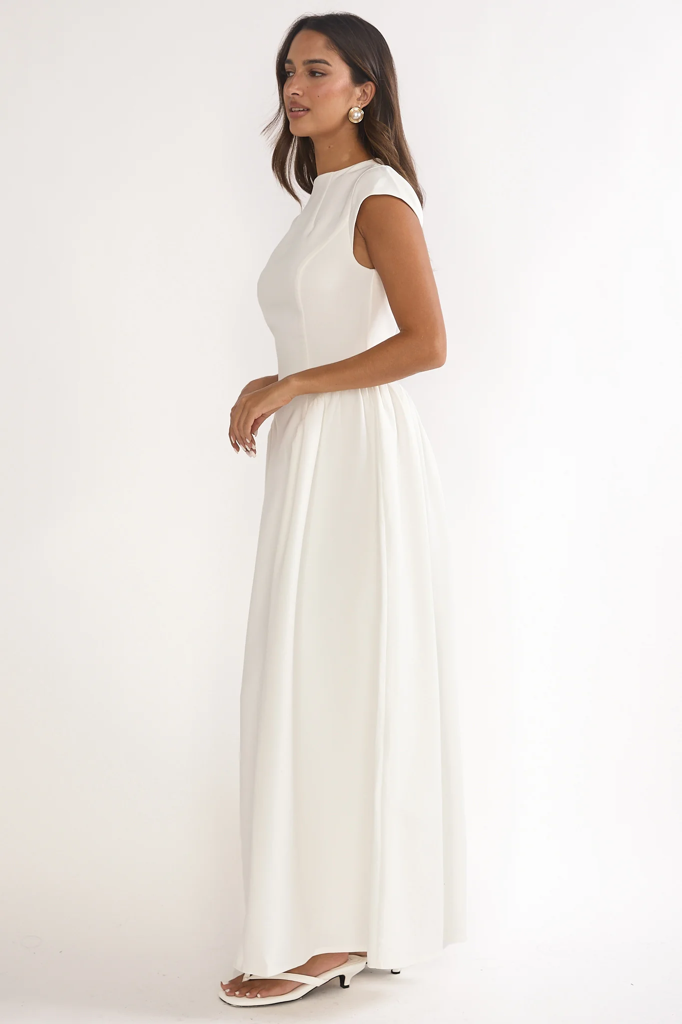 Lynnie Cap Sleeve Maxi Dress Cream - luluinthesky