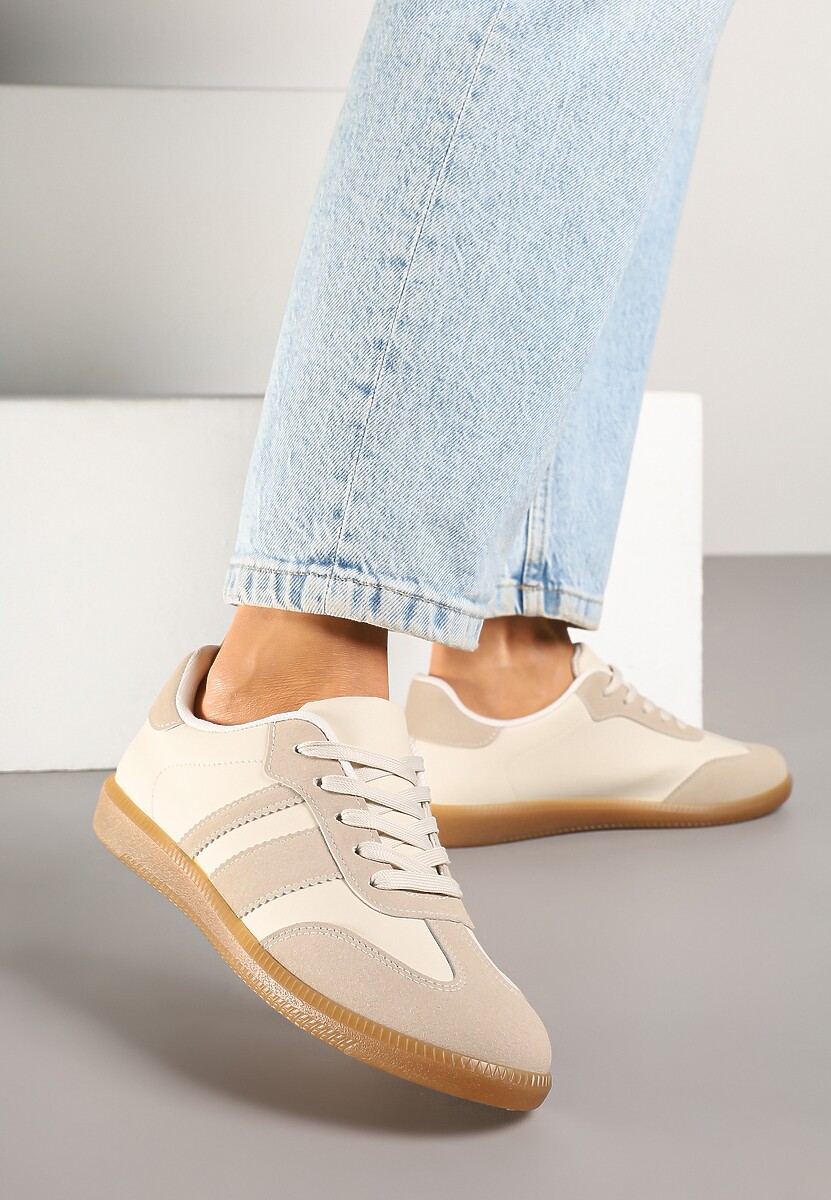 Białe Sneakersy w Stylu Tenisówek z Paskami Danareth