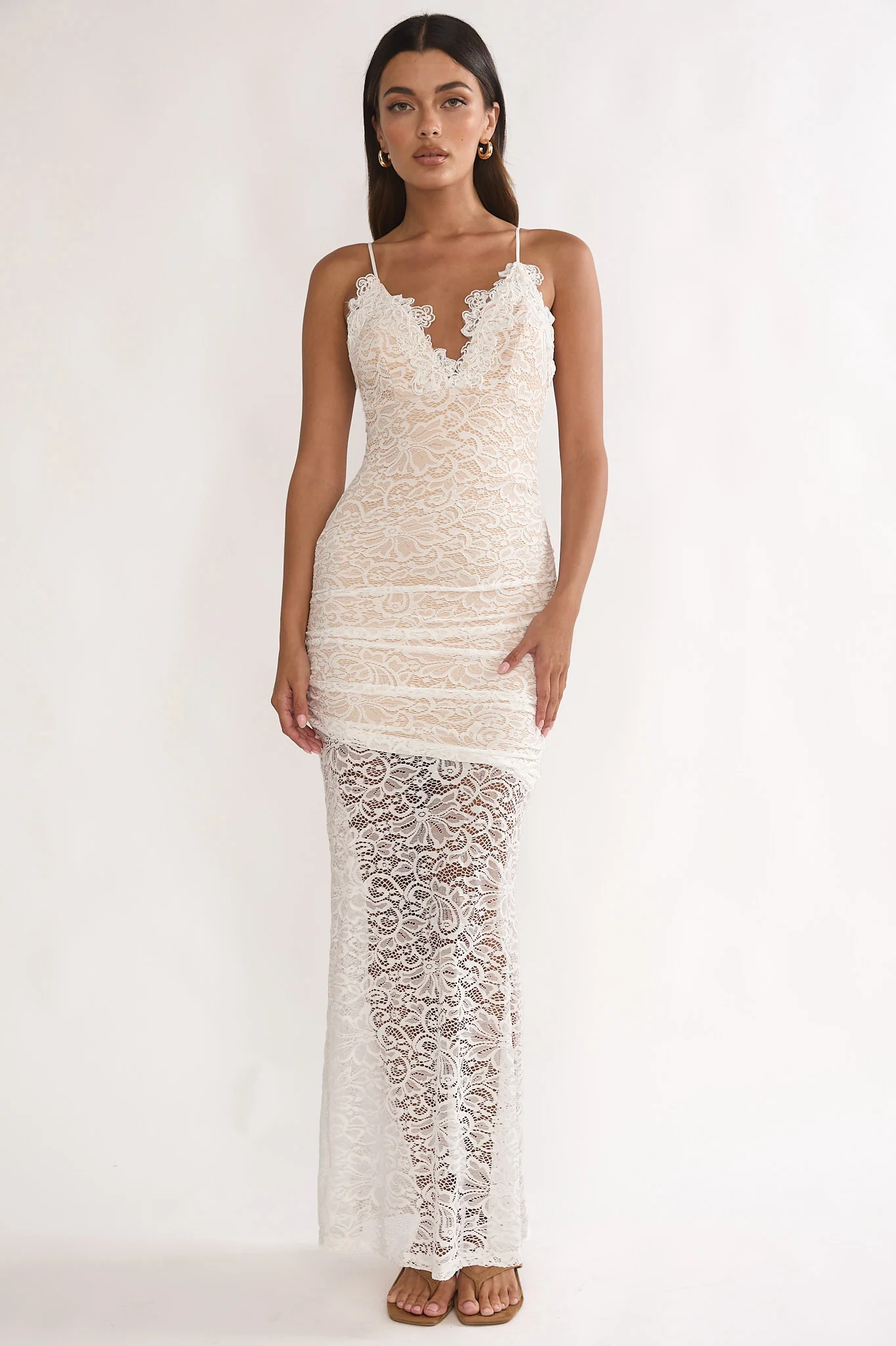 Capri Sunset Lace Overlay Maxi Dress White