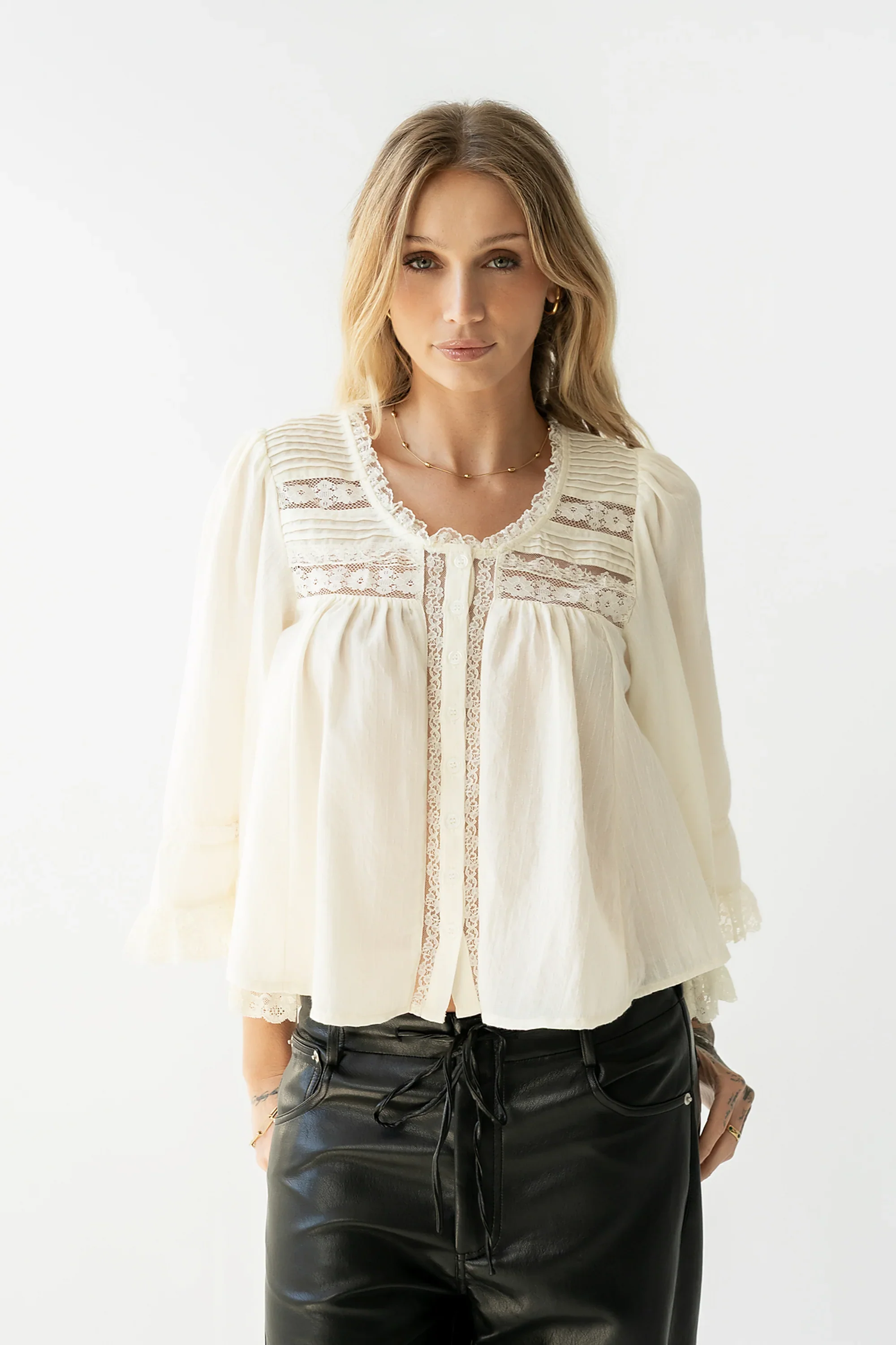 Kylee Lace Blouse in Cream