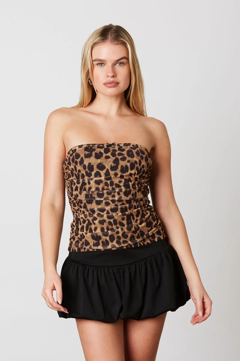 Mesh Leopard Tube Top