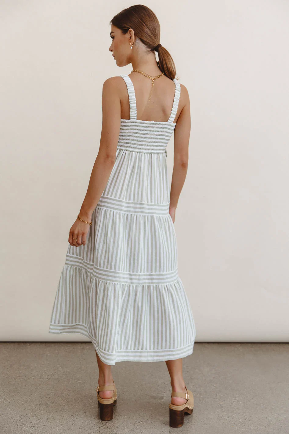 Caroline Striped Midi Dress