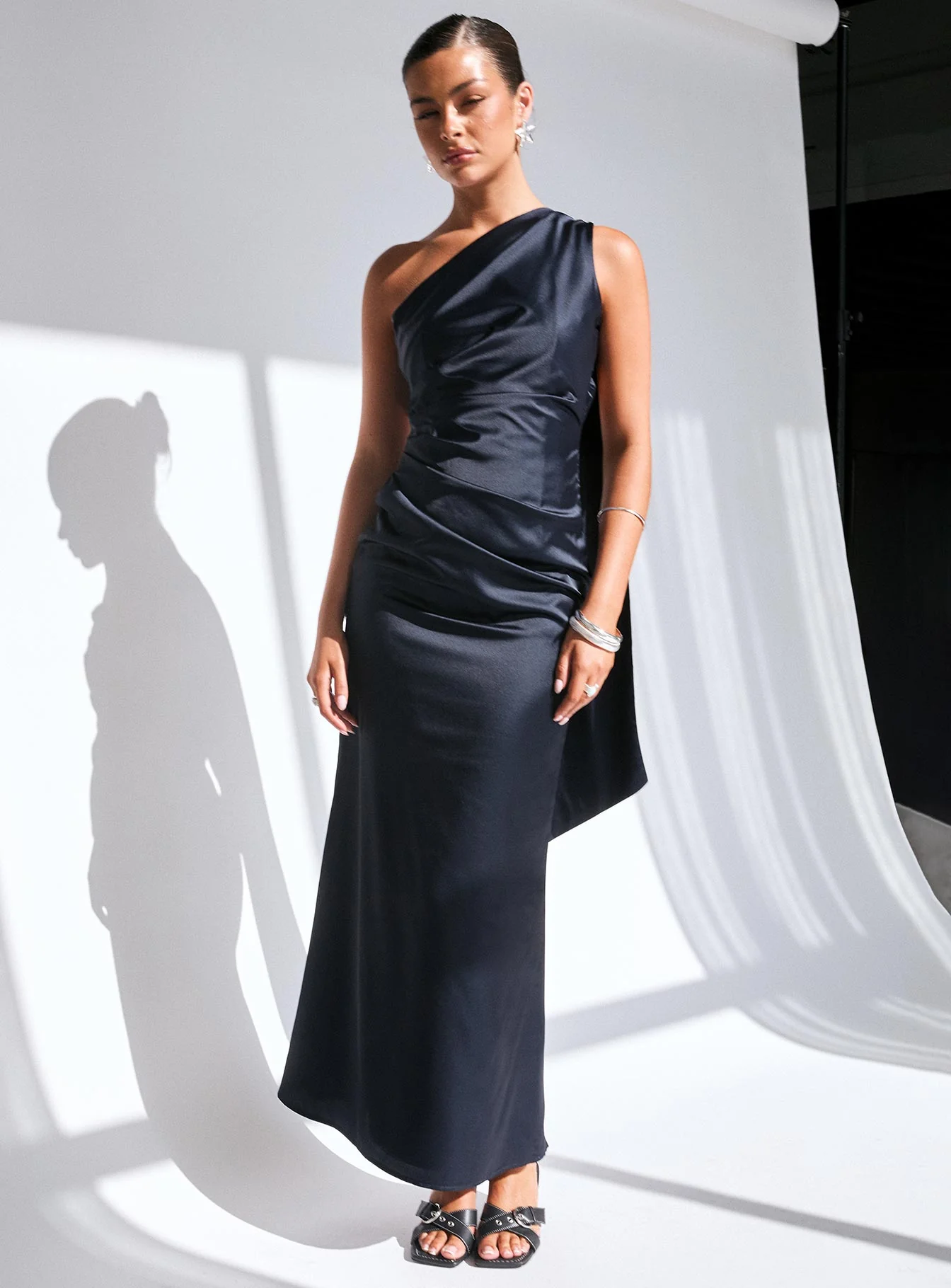 Dulcia One Shoulder Maxi Dress Blue
