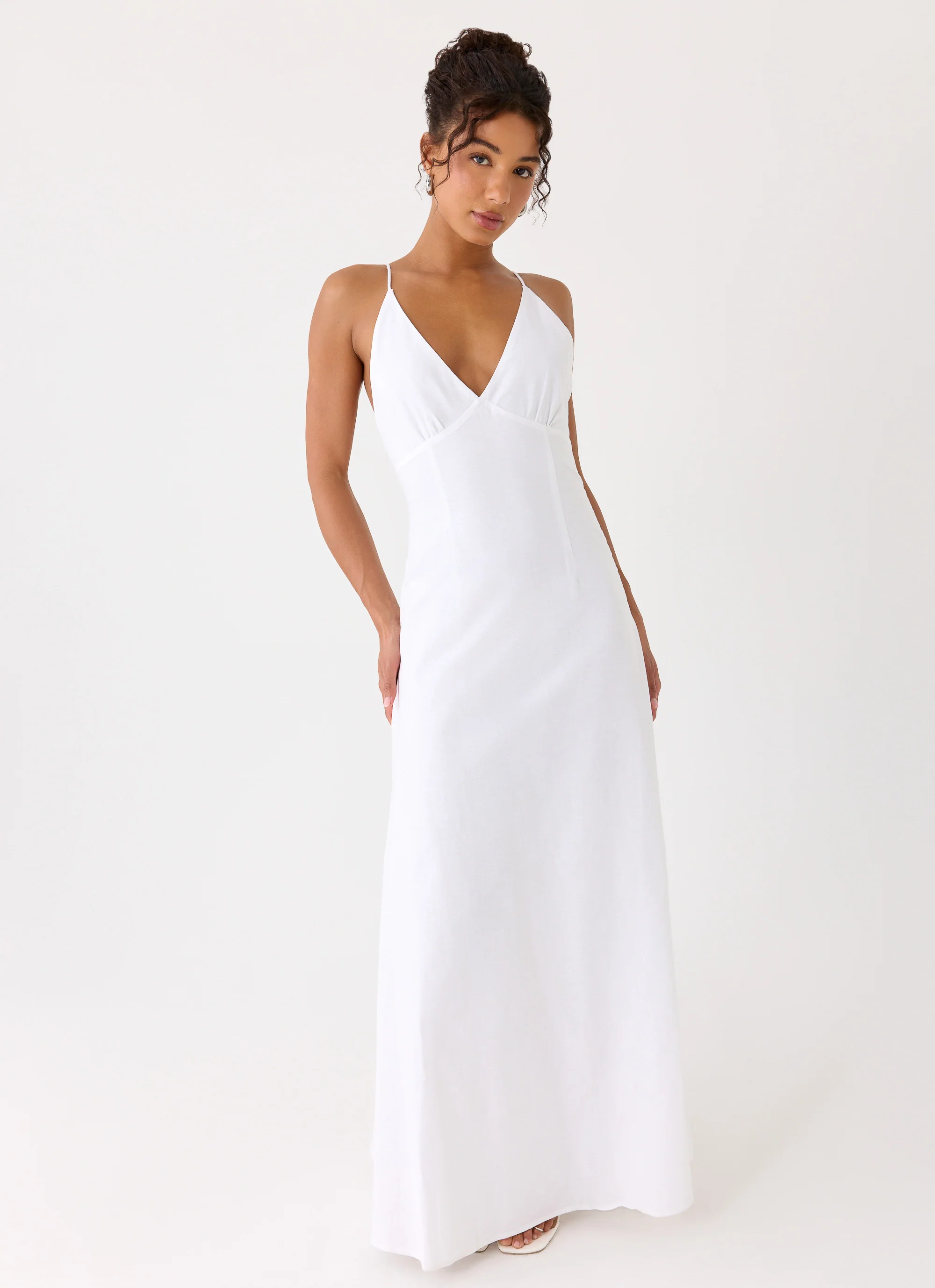 Calianna Linen Maxi Dress - White