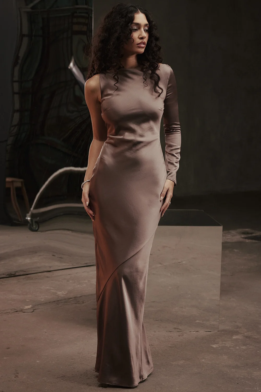 Smoke One Sleeve Maxi Dress