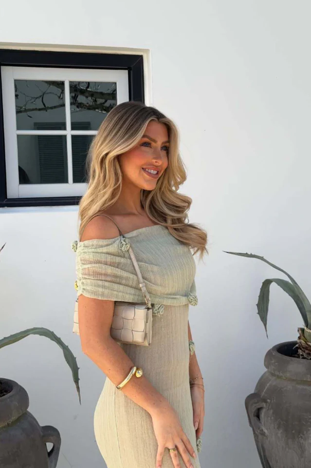 Brooke Off Shoulder Flower Knit Dress