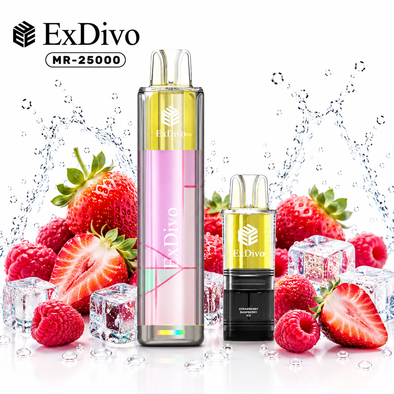 STRAWBERRY RASPBERRYICE - ExDivo KUZ 25K Replaceable Pod Vape