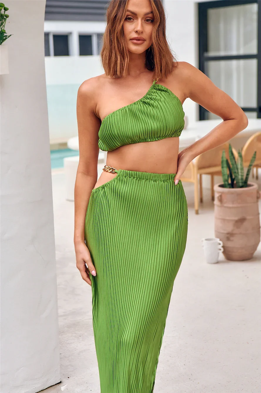 Midnight Attraction Maxi Skirt Green