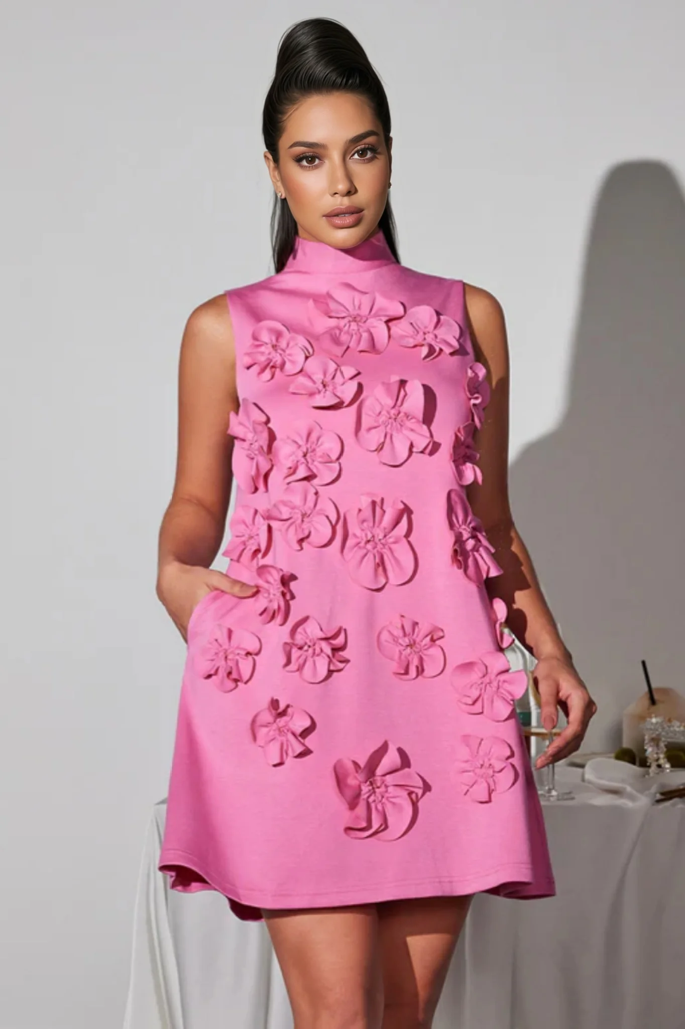 Merrick Sleeveless Flower Mini Dress