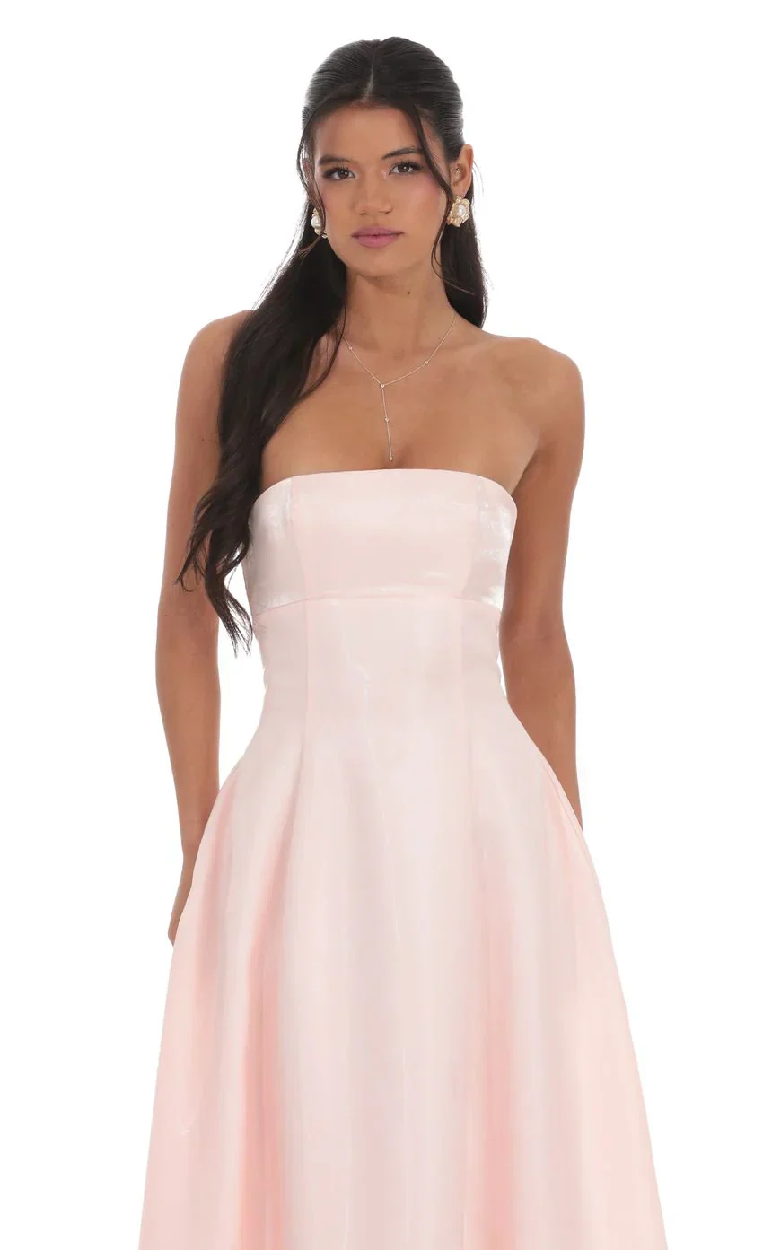 Sheen Empire Waist Maxi Dress in Pink