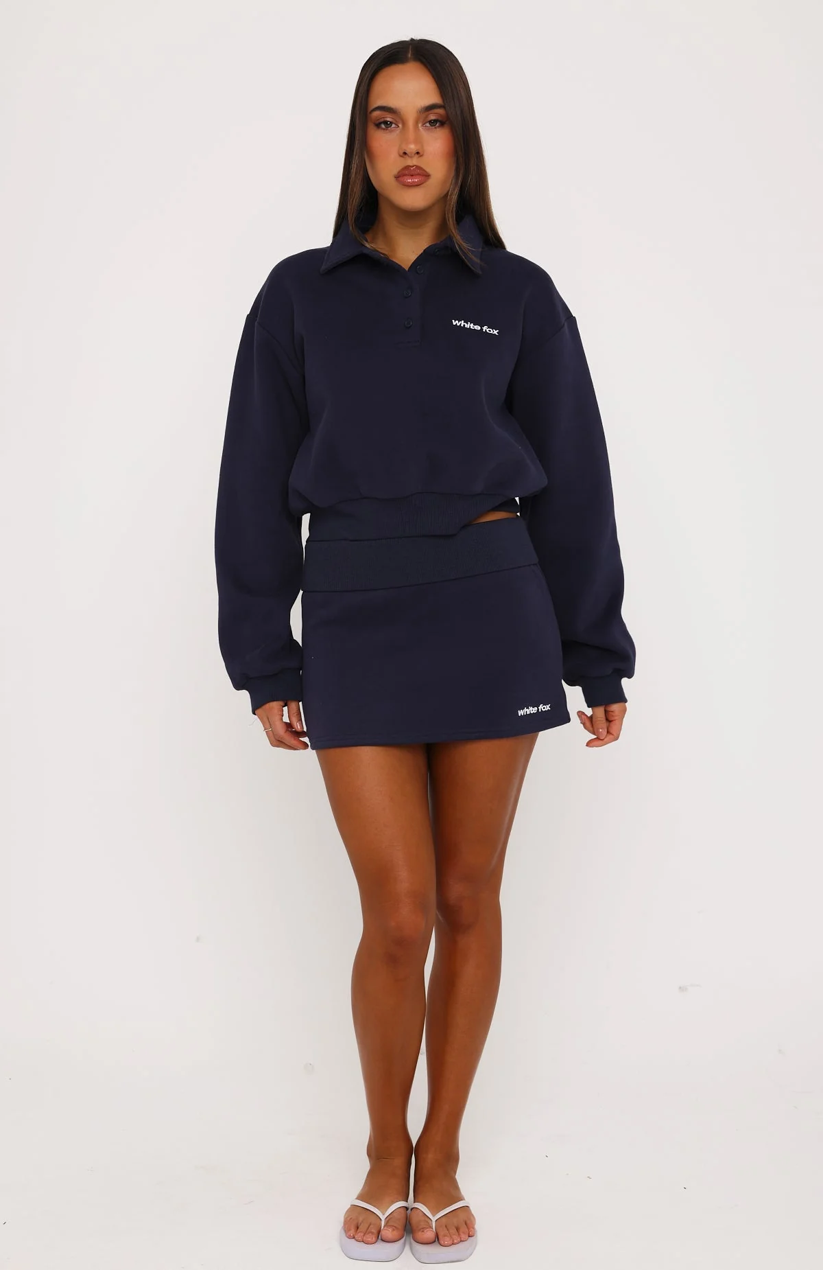 Not Changing Henley Polo Sweater Navy