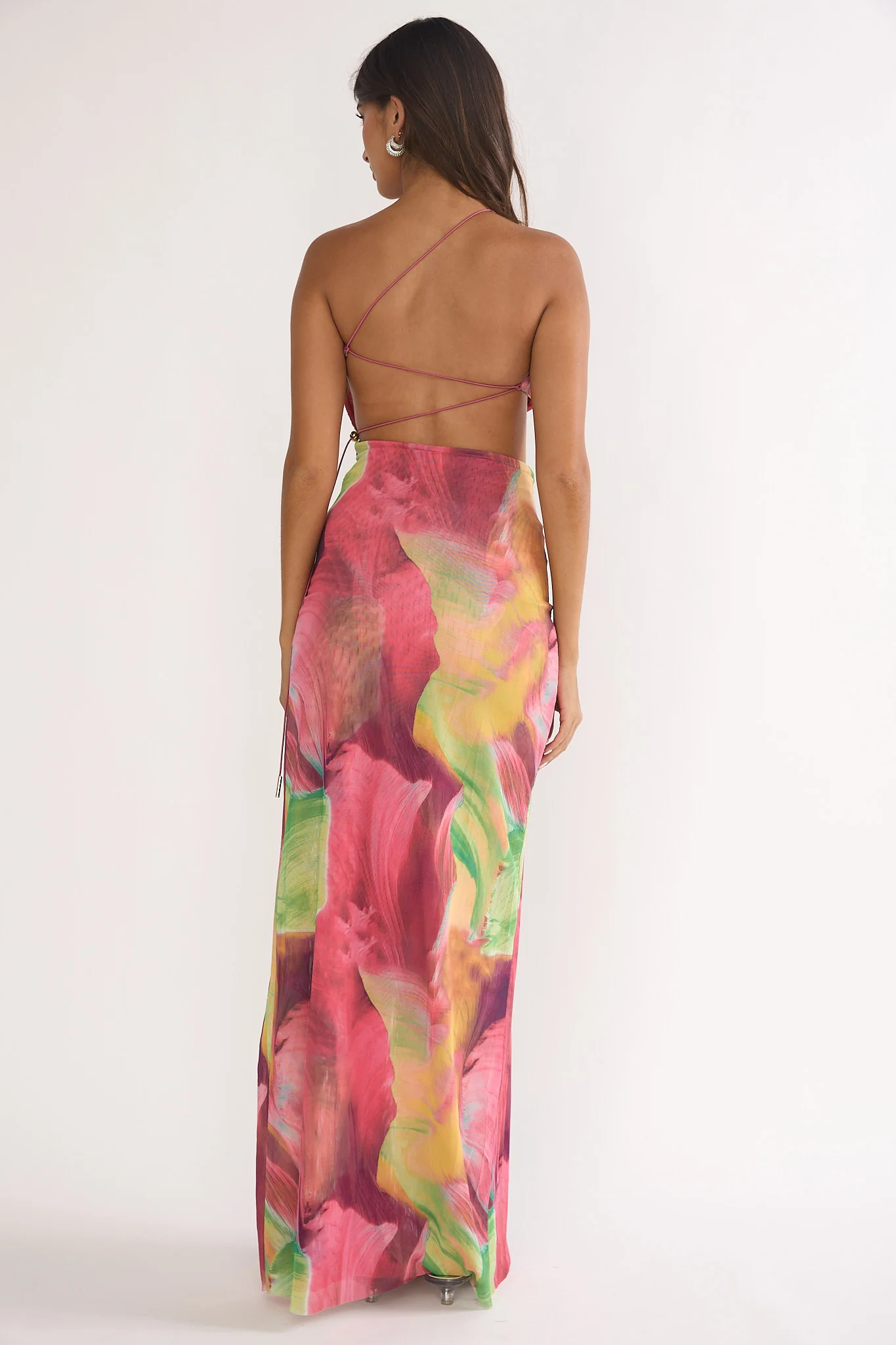 Marvella Open Back Cut-Out Maxi Dress Red Multi