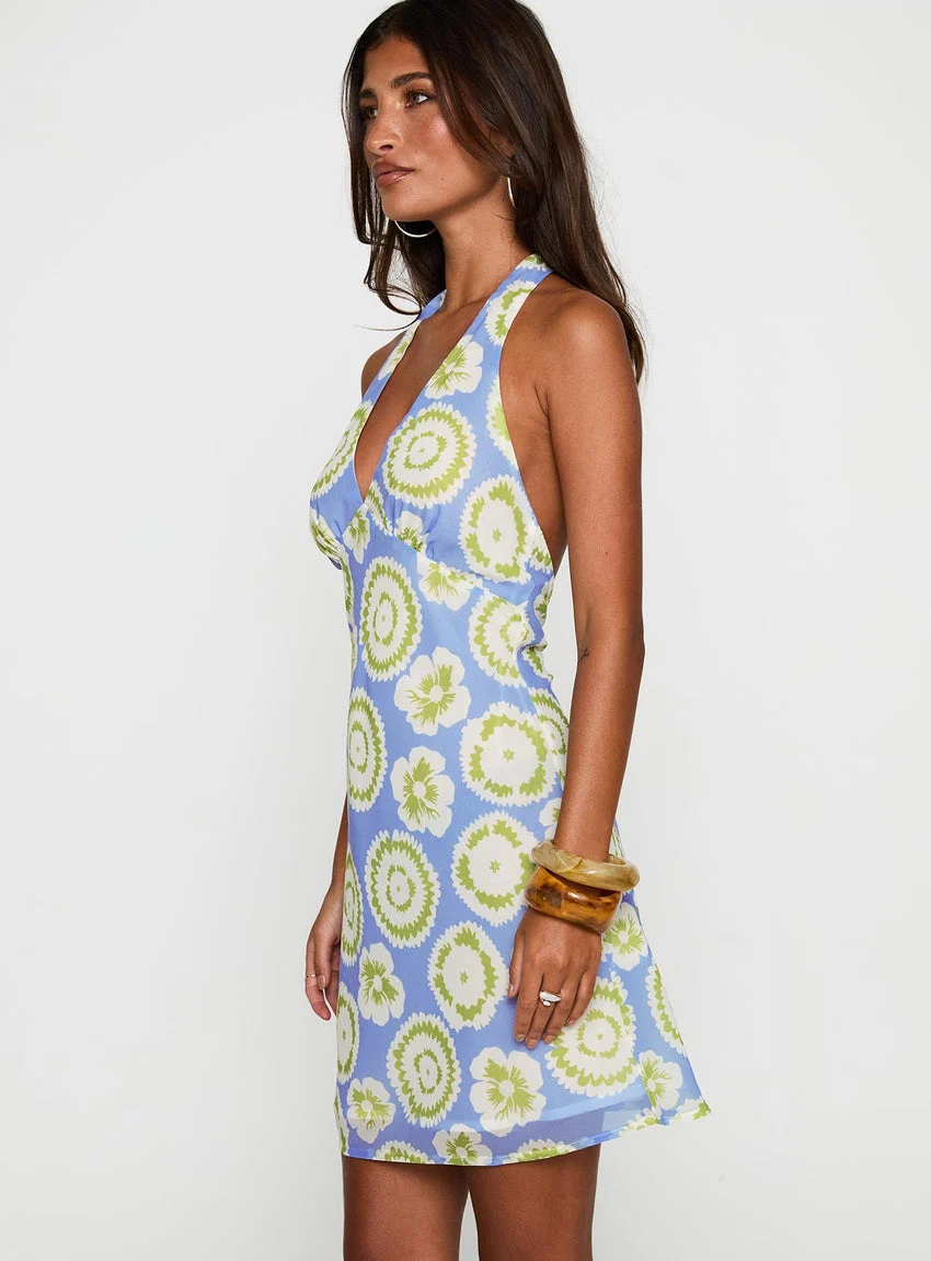 Neelia Mini Dress Blue / Yellow - luluinthesky