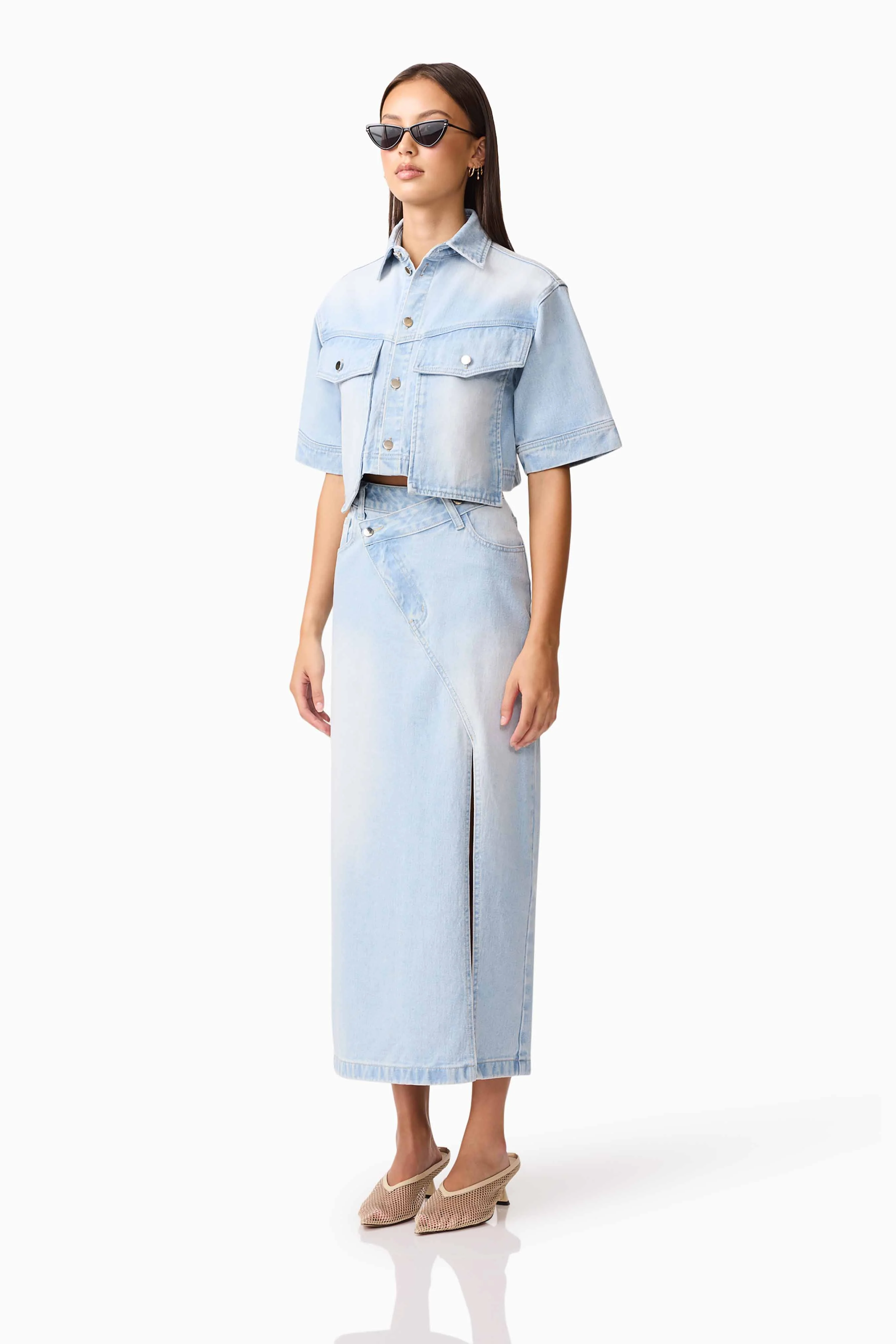 CURAAE Silvie Denim Top & Skirt Set