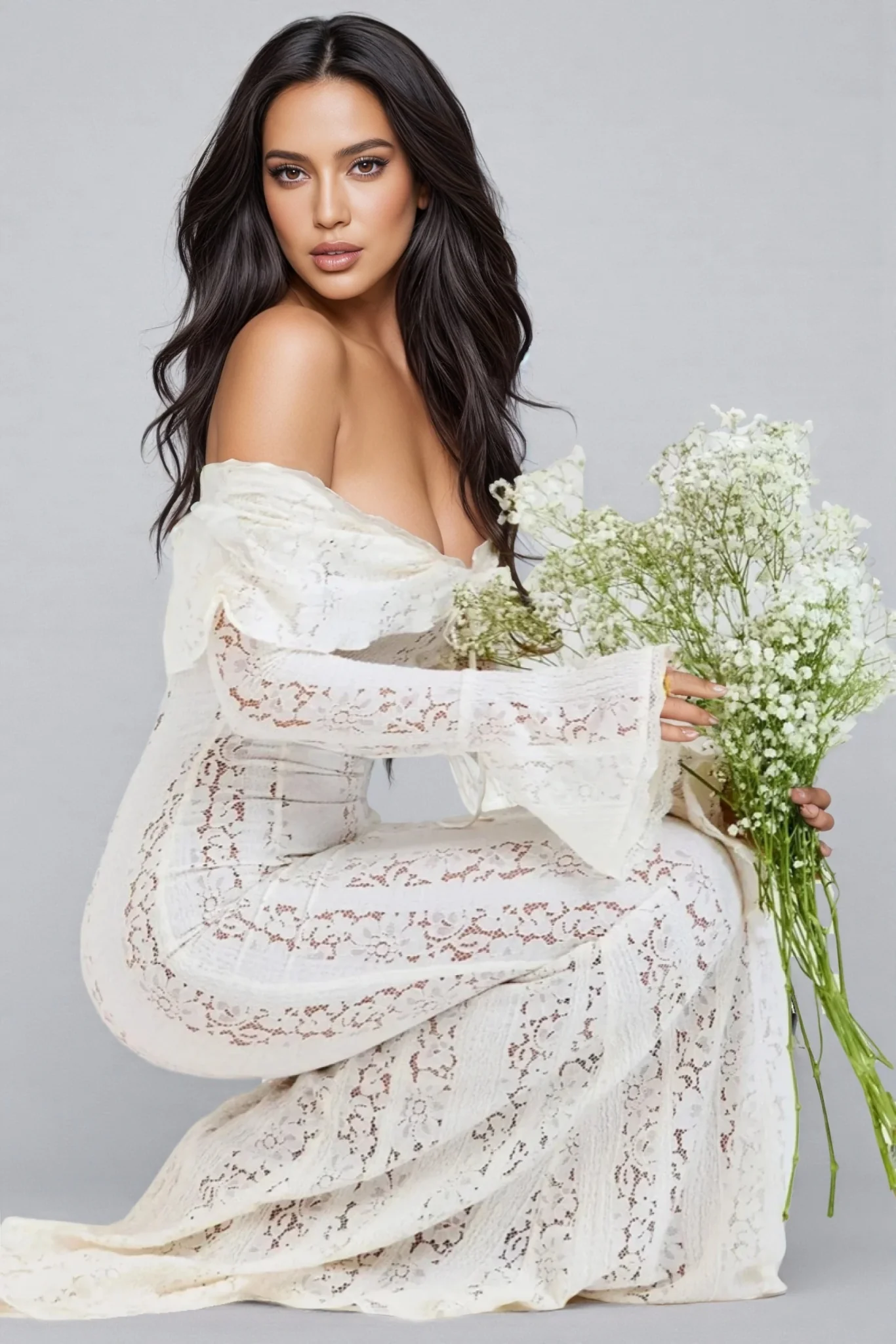 Sean Lace Trailing Maxi Dress