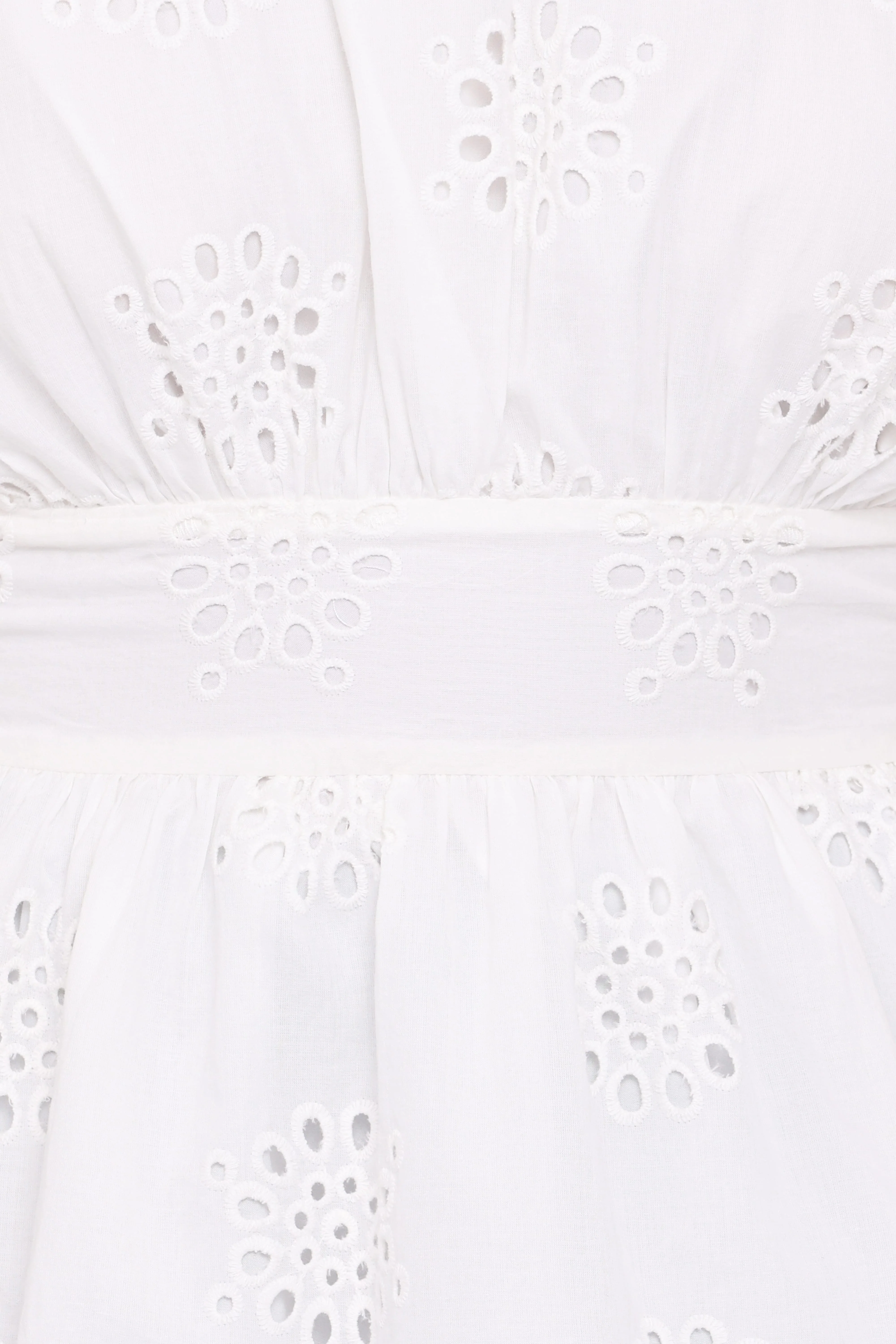 Carmel Tie Back Tunic Top - White Embroidery