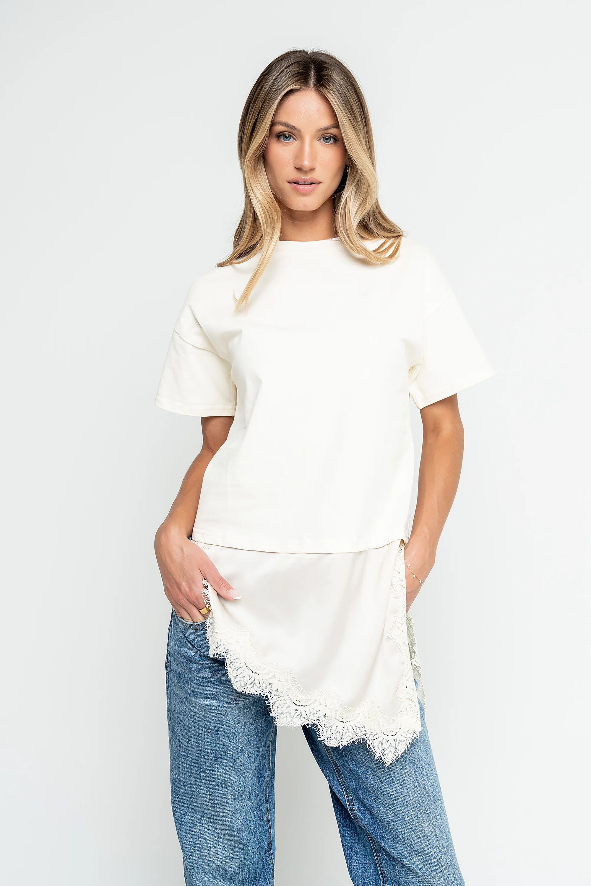 Mika Combination Top in Cream