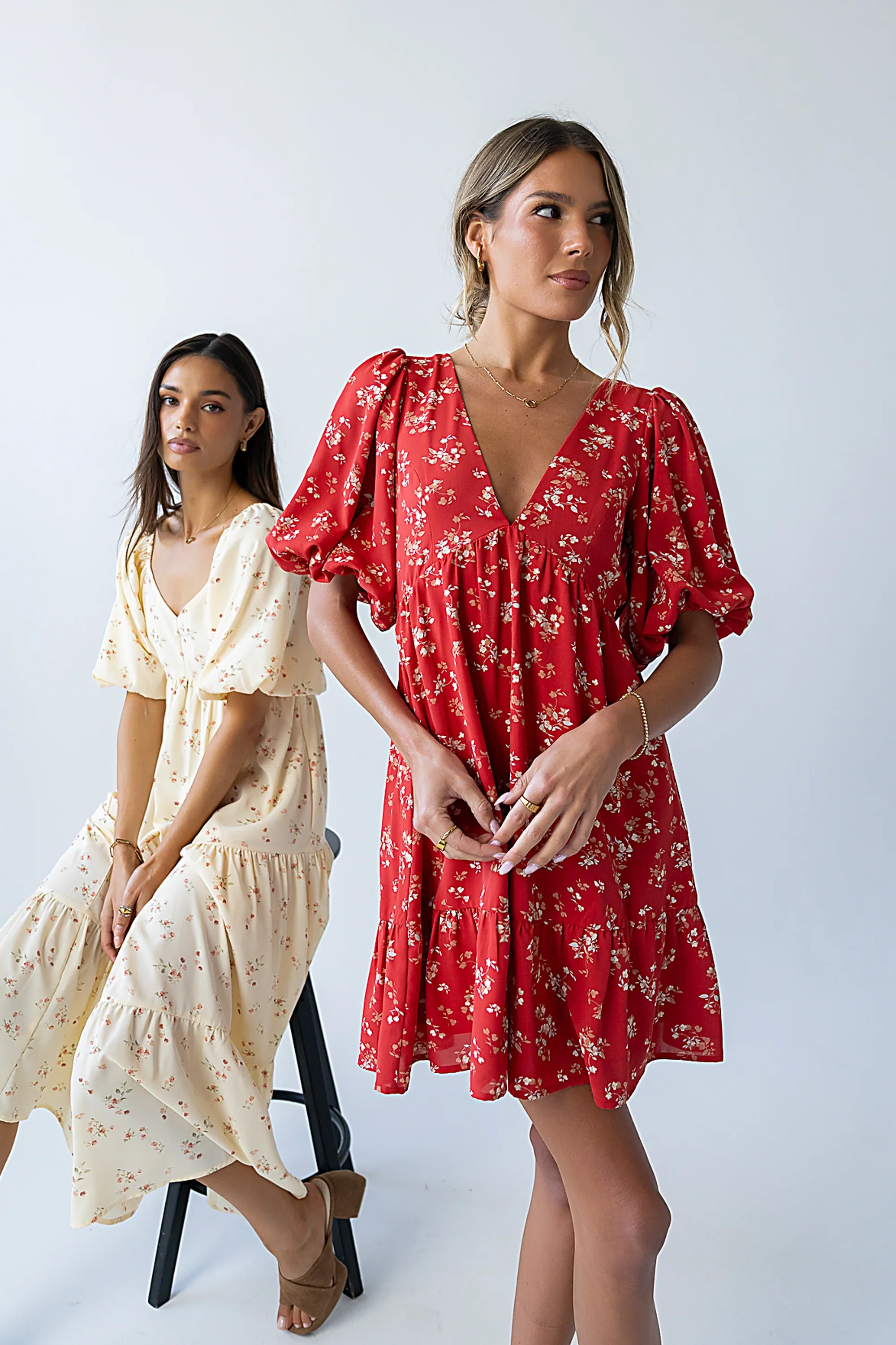 Lizzy Floral Mini Dress in Red
