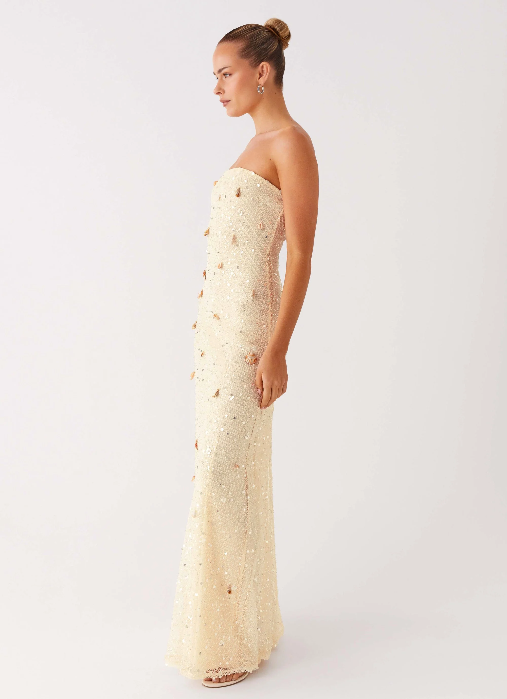 Orelli Shell Sequin Knit Maxi Dress - Ivory