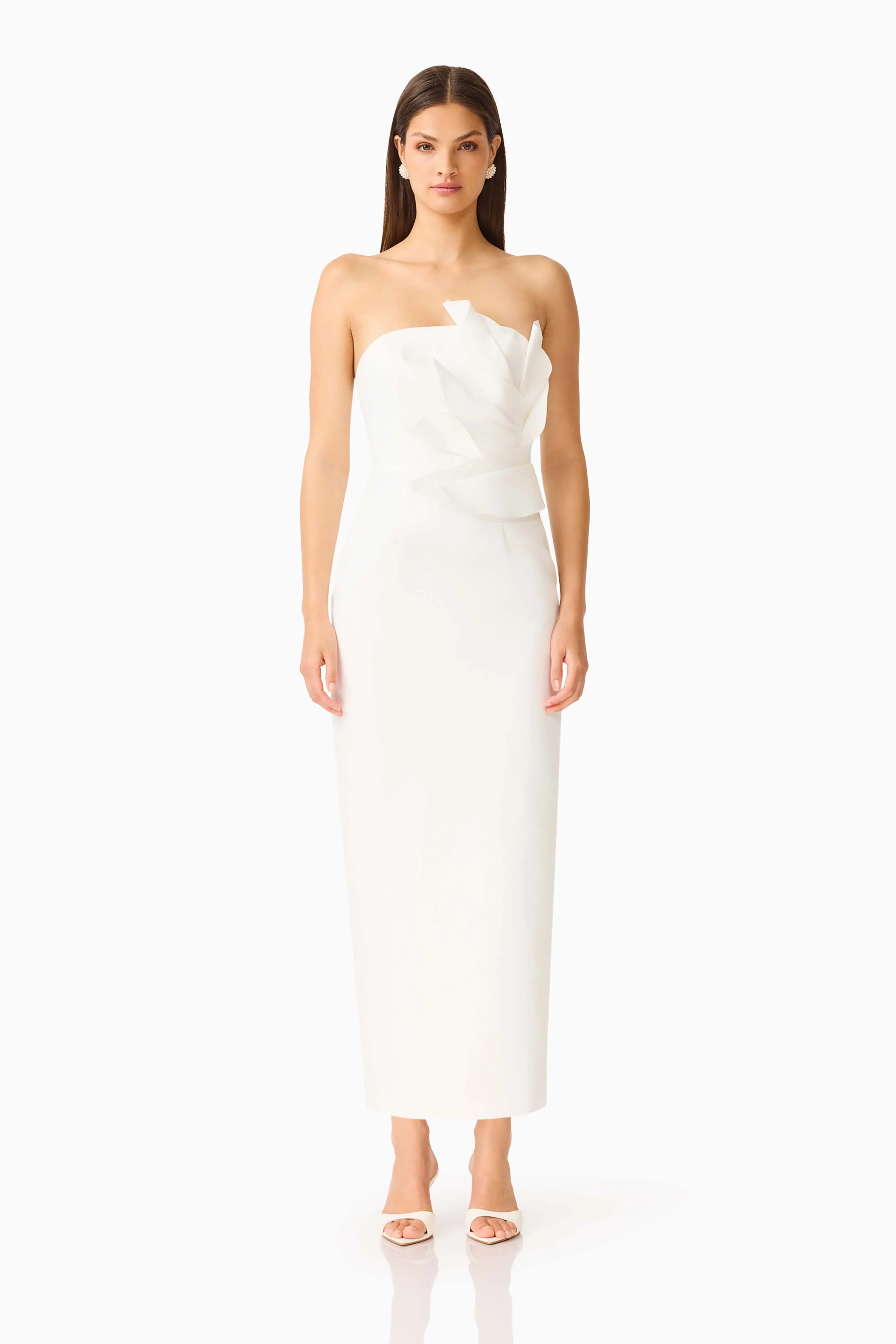 Laurentia Column Midi Dress in White