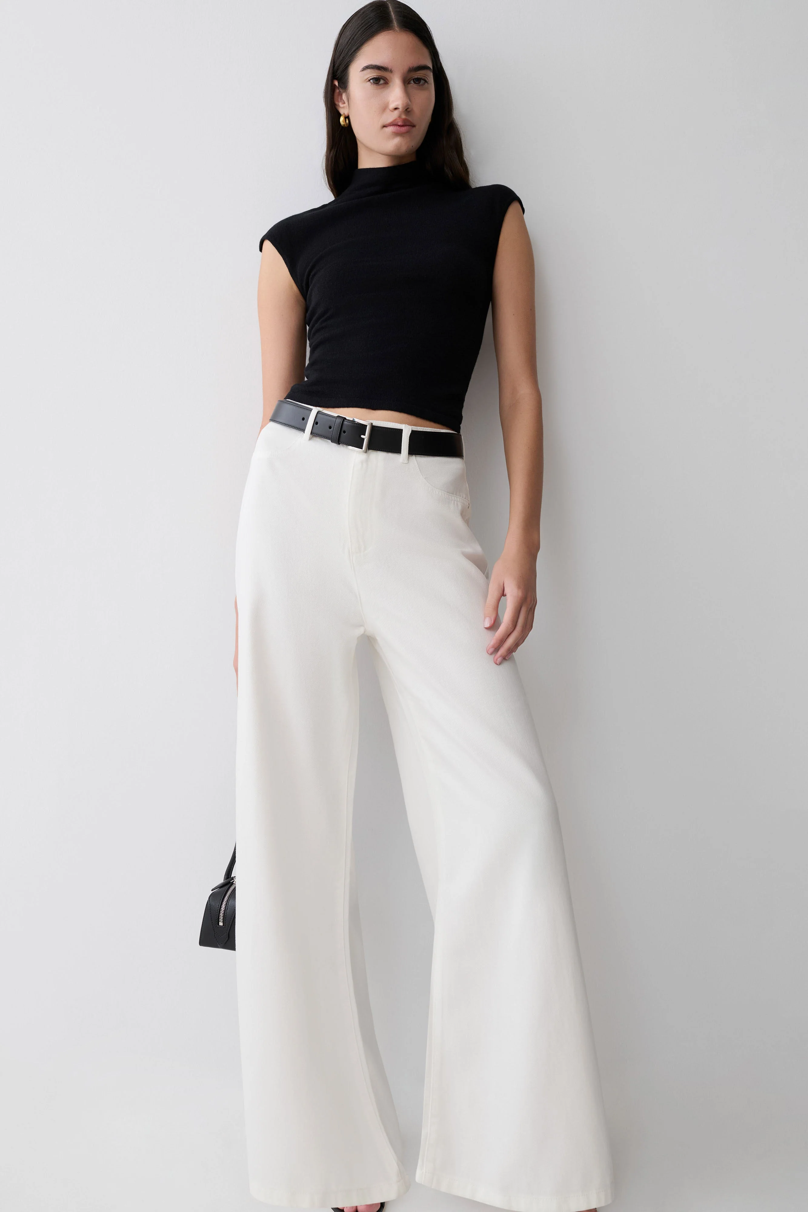 Shae Wide Leg Denim Jeans - White
