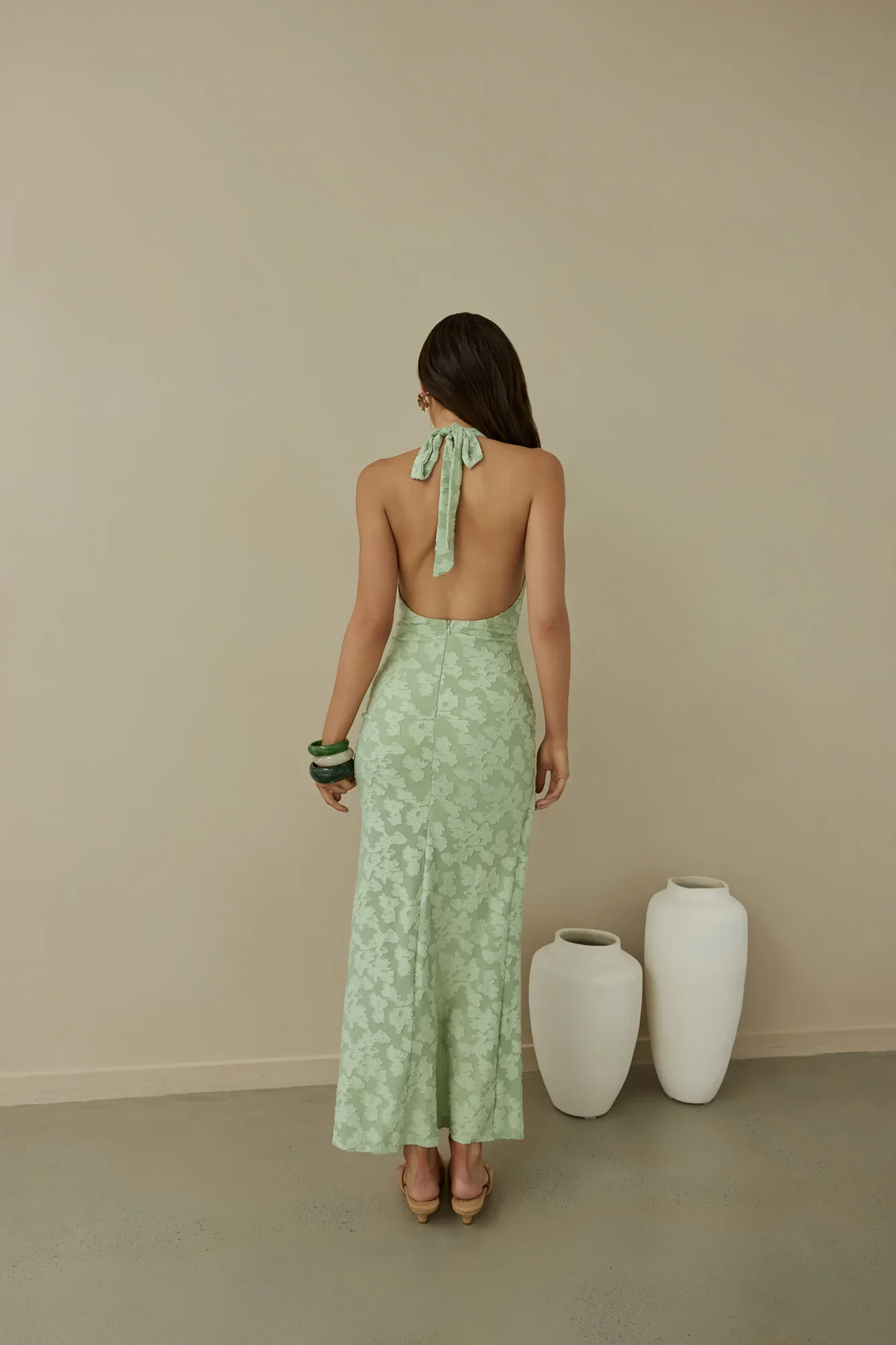 Coconut Island Halter Maxi Dress Green