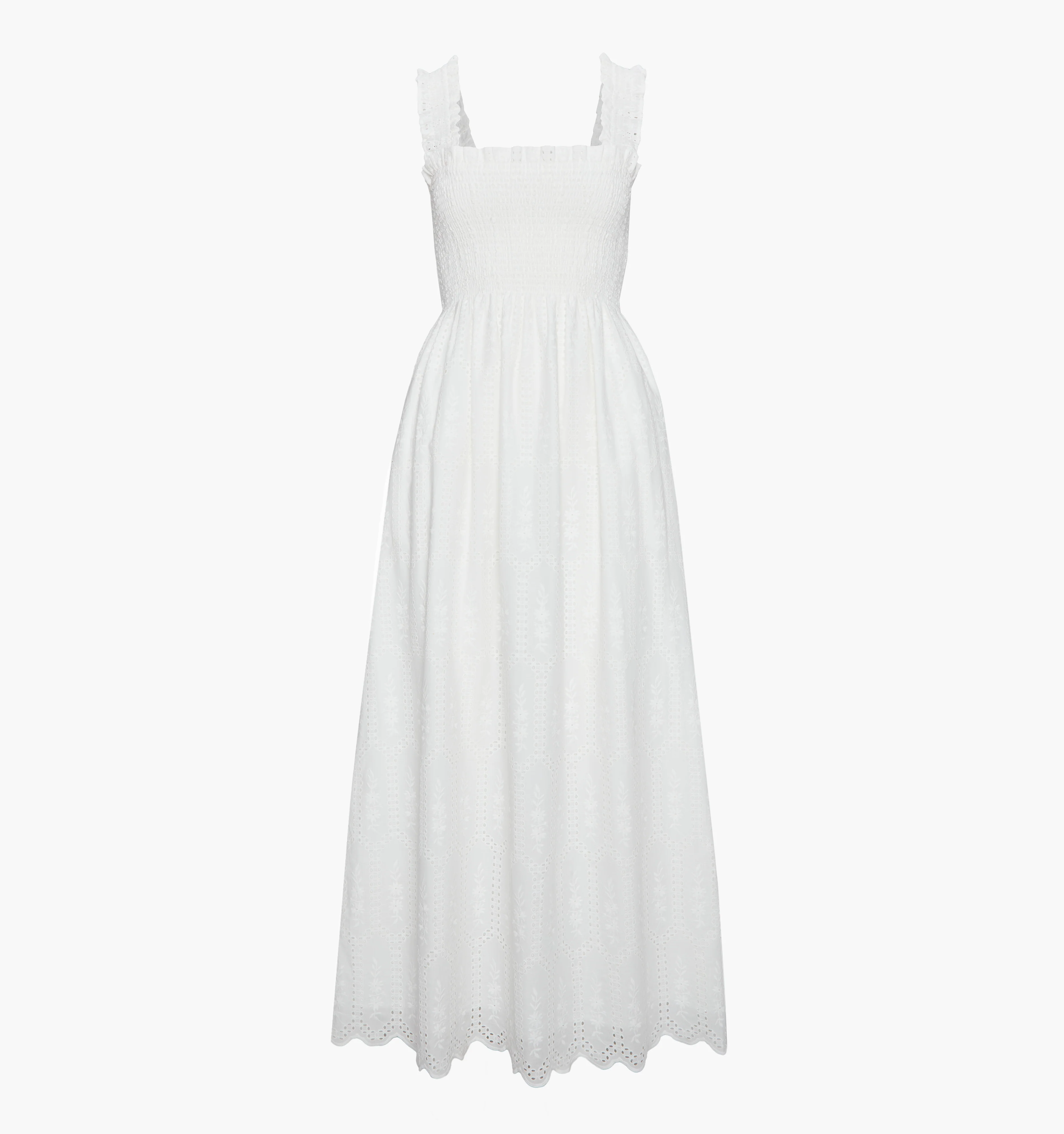 The Ashlyn Nap Dress - White Trellis Broderie