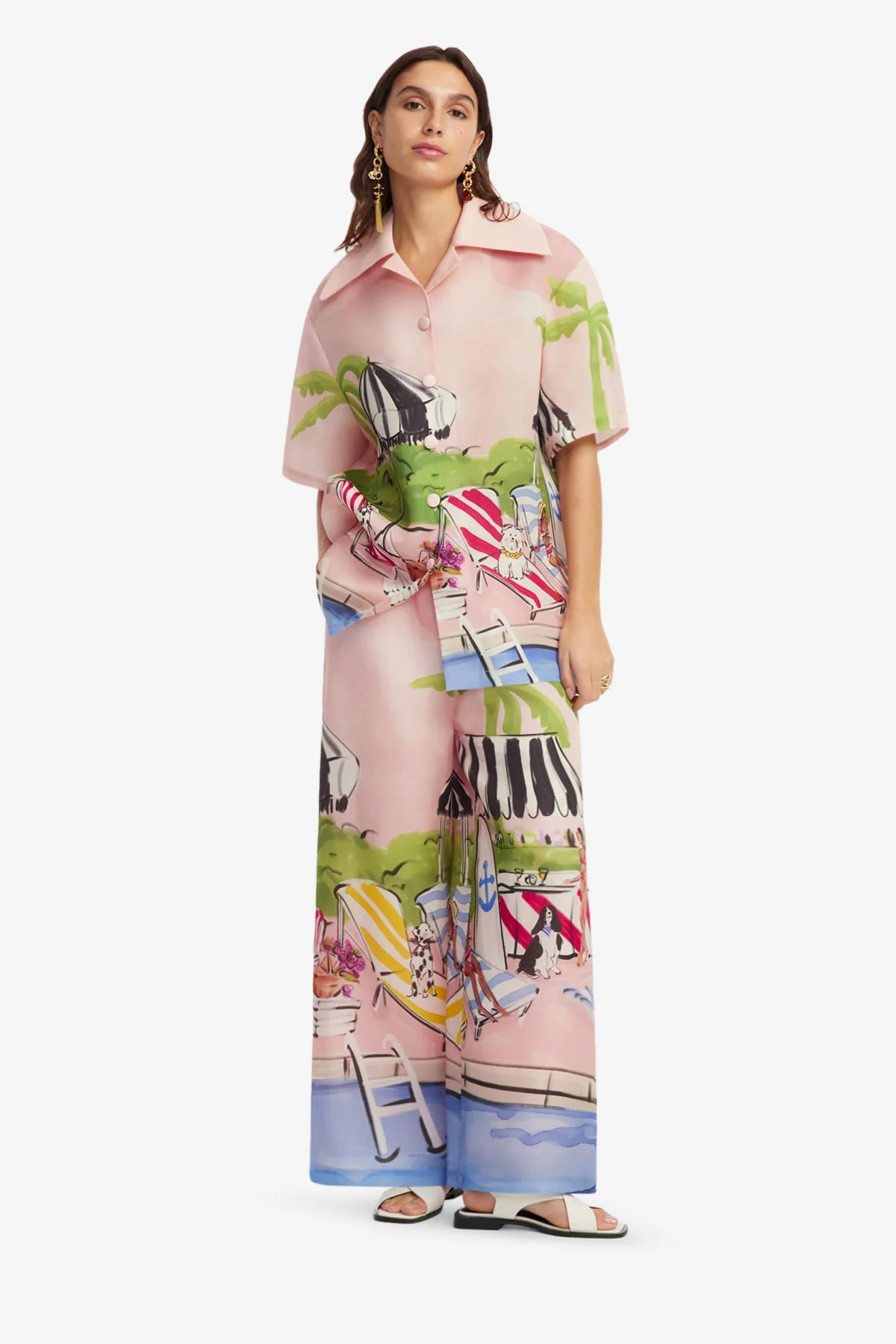 Casey Silk Button Shirt - Riviera Print