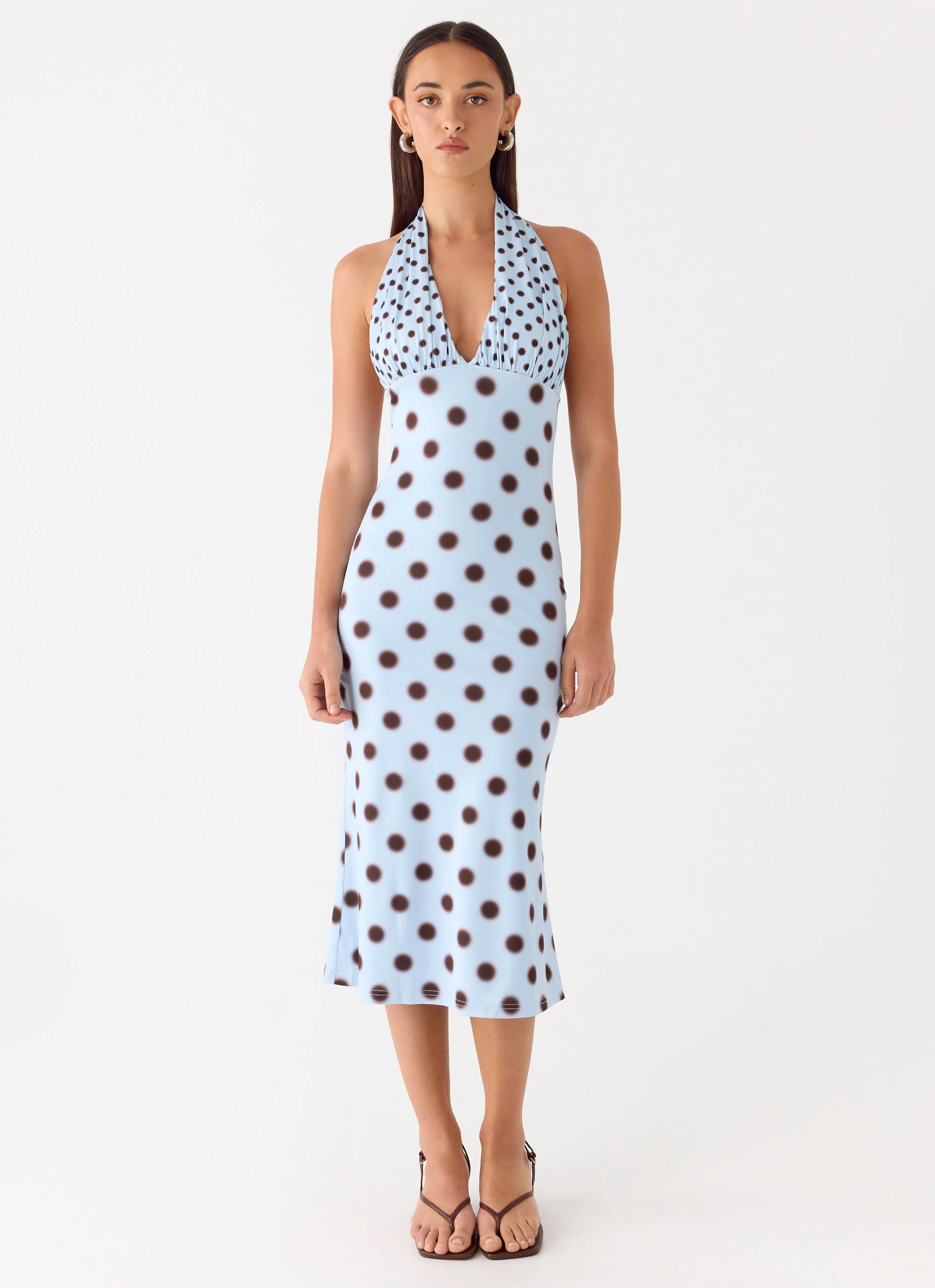 Awuku Midi Dress - Blue Mocha Dot