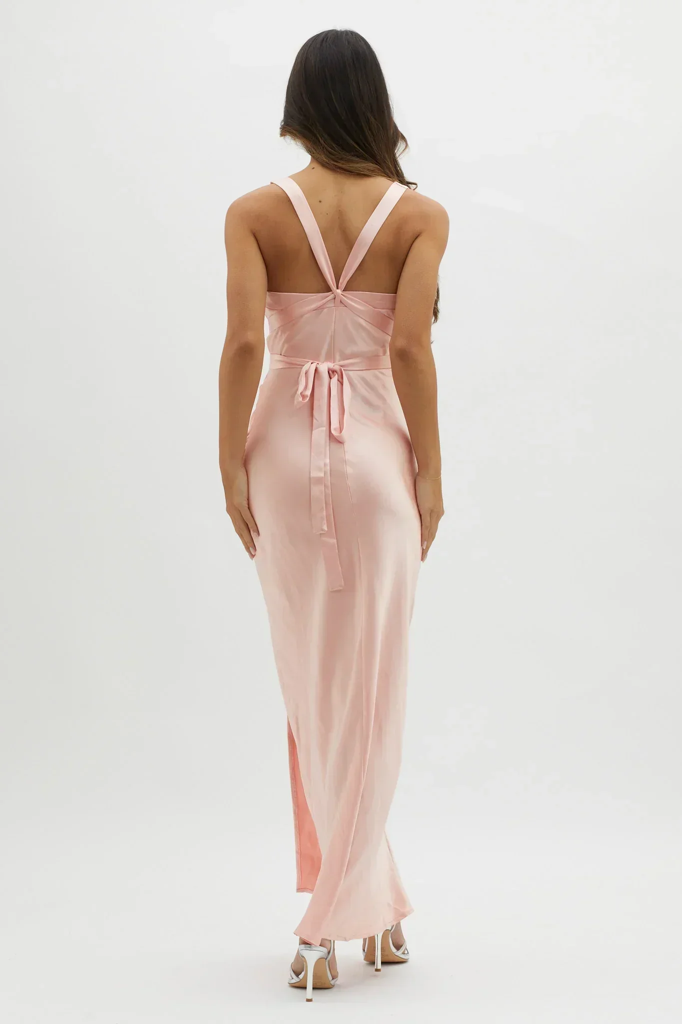 Midnight Sun Asymmetrical Strap Maxi Dress Apricot
