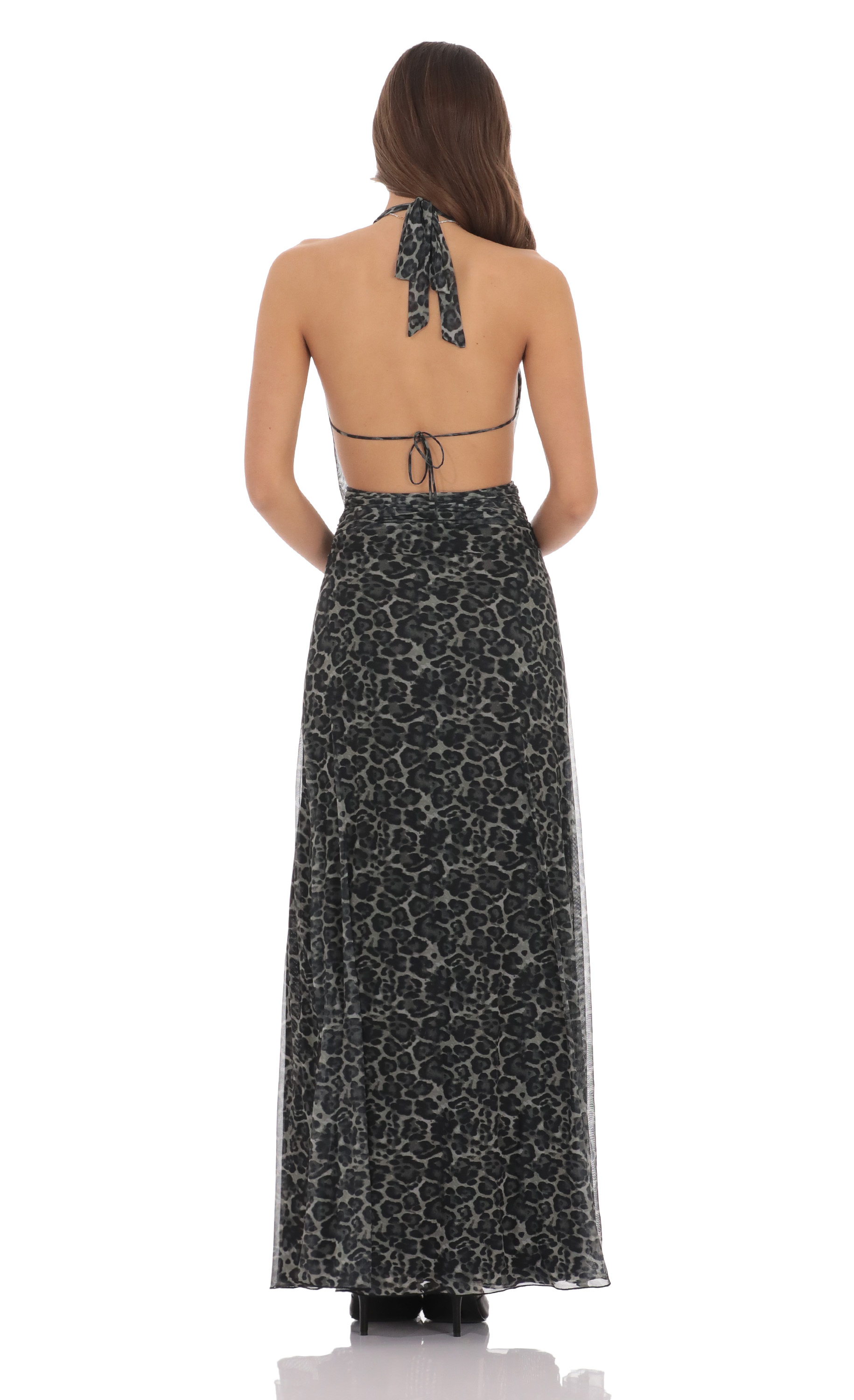 Plunge Cowl Neck Maxi Dress in Cheetah Print - luluinthesky