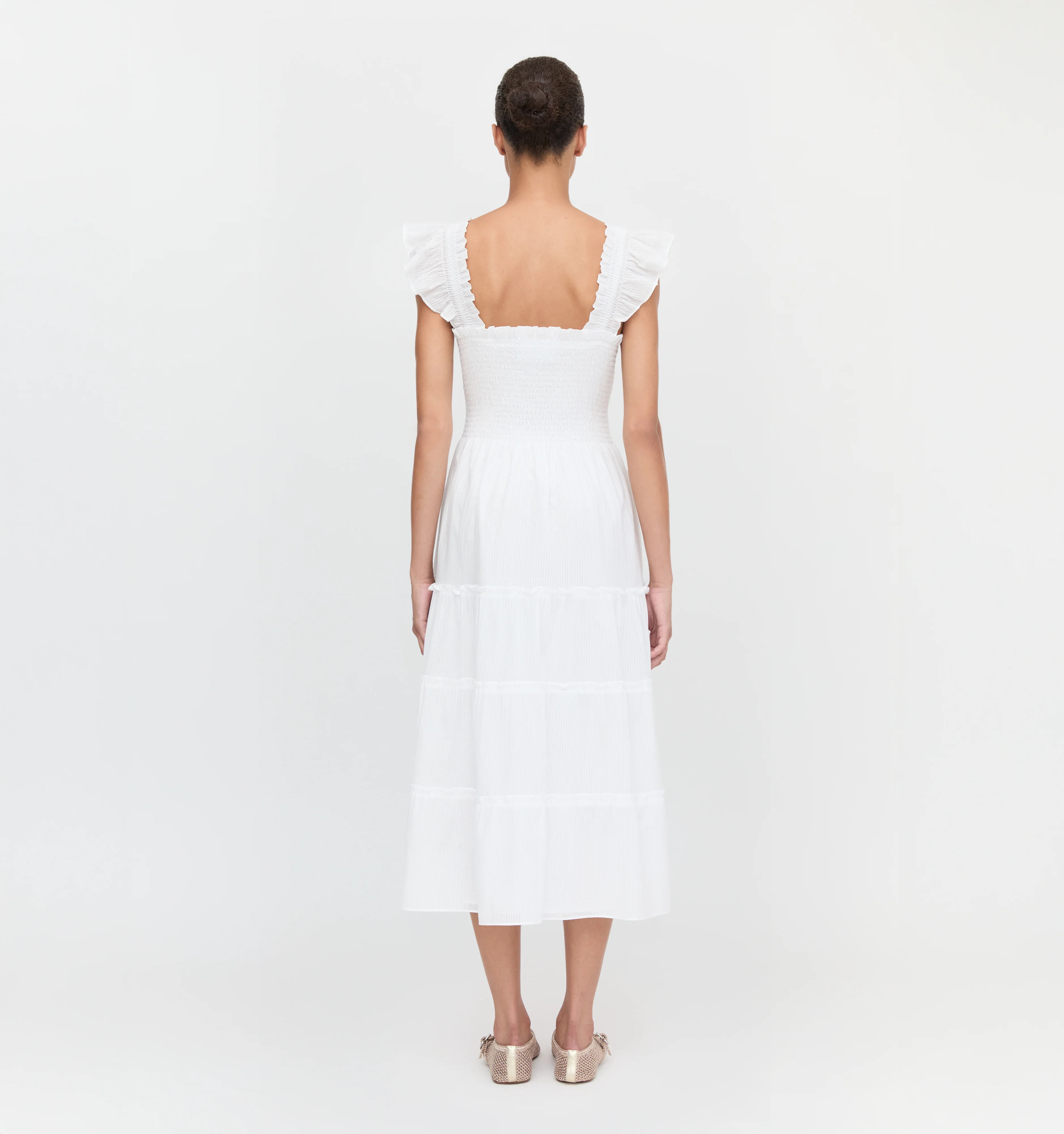 The Ellie Nap Dress - White Shadow Stripe