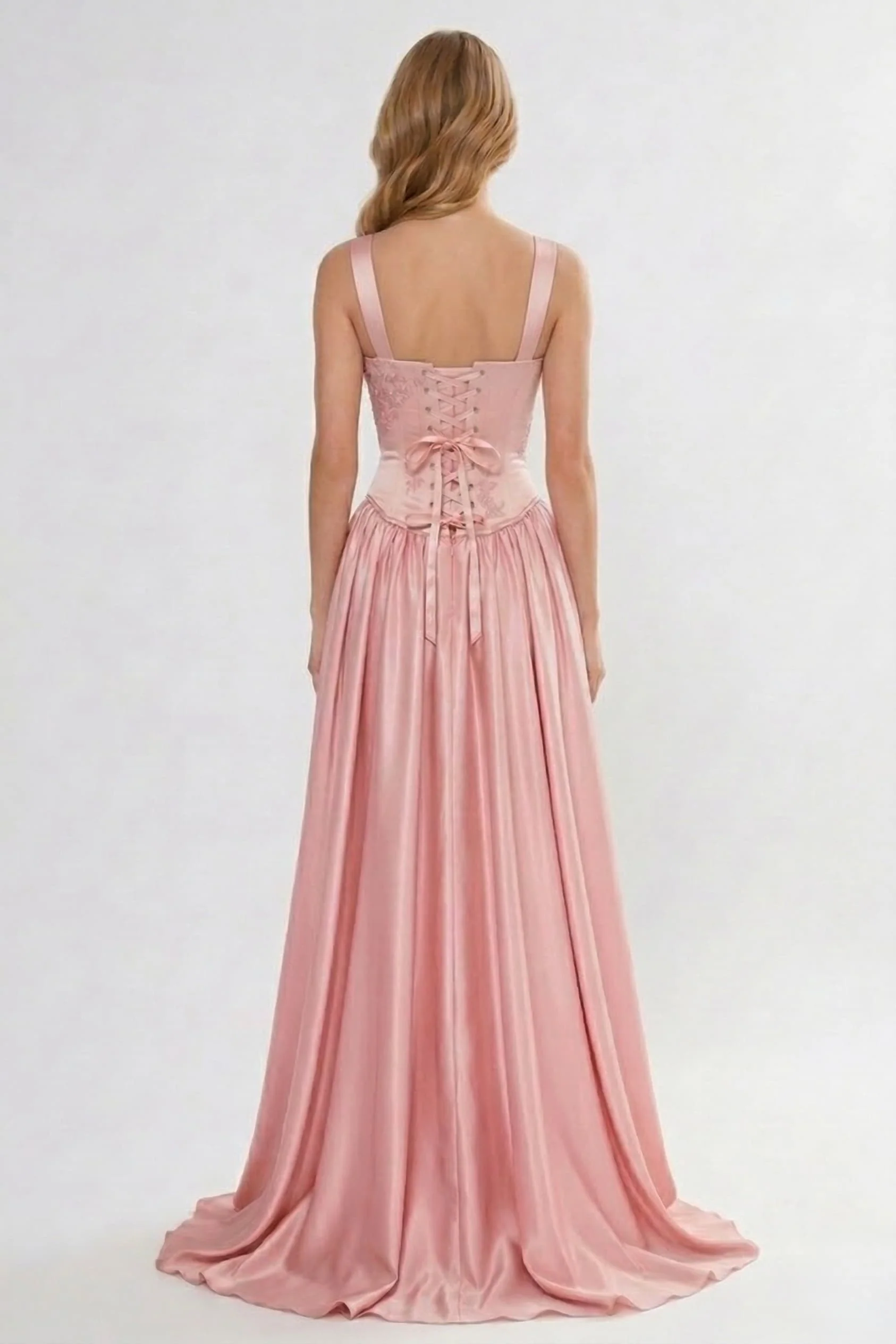 A-Line Floor Length Soft Satin Wedding Guest Dress CG0314