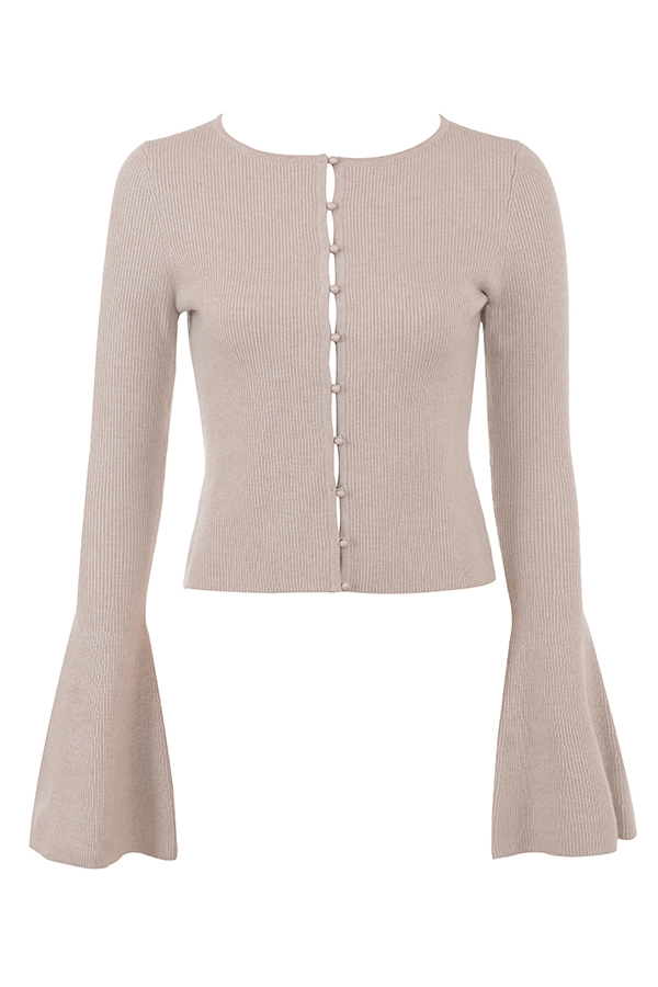 Biscuit Wool Cashmere Long Sleeve Cardigan