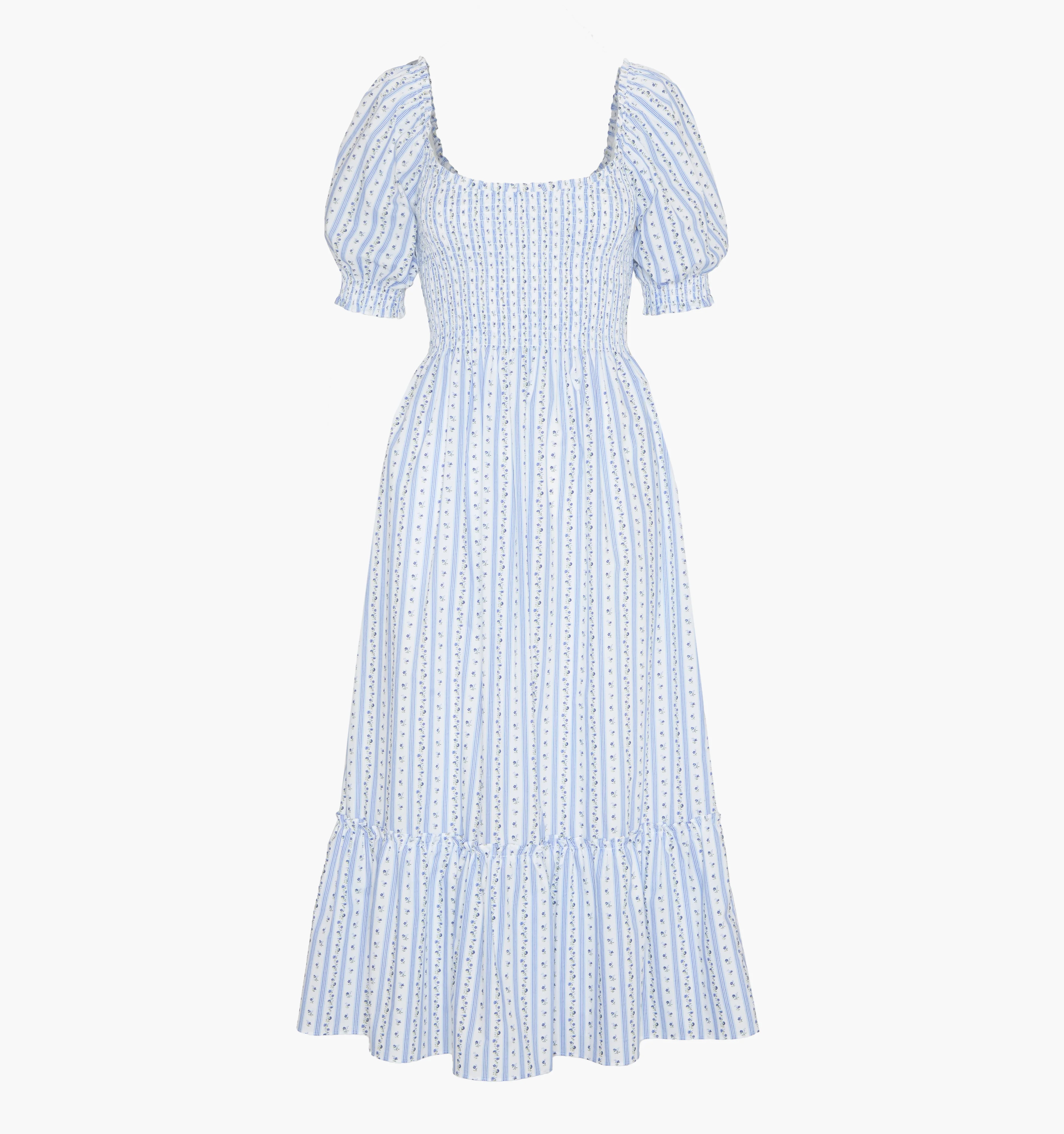 The Louisa Nap Dress - Blue Petal Stripe